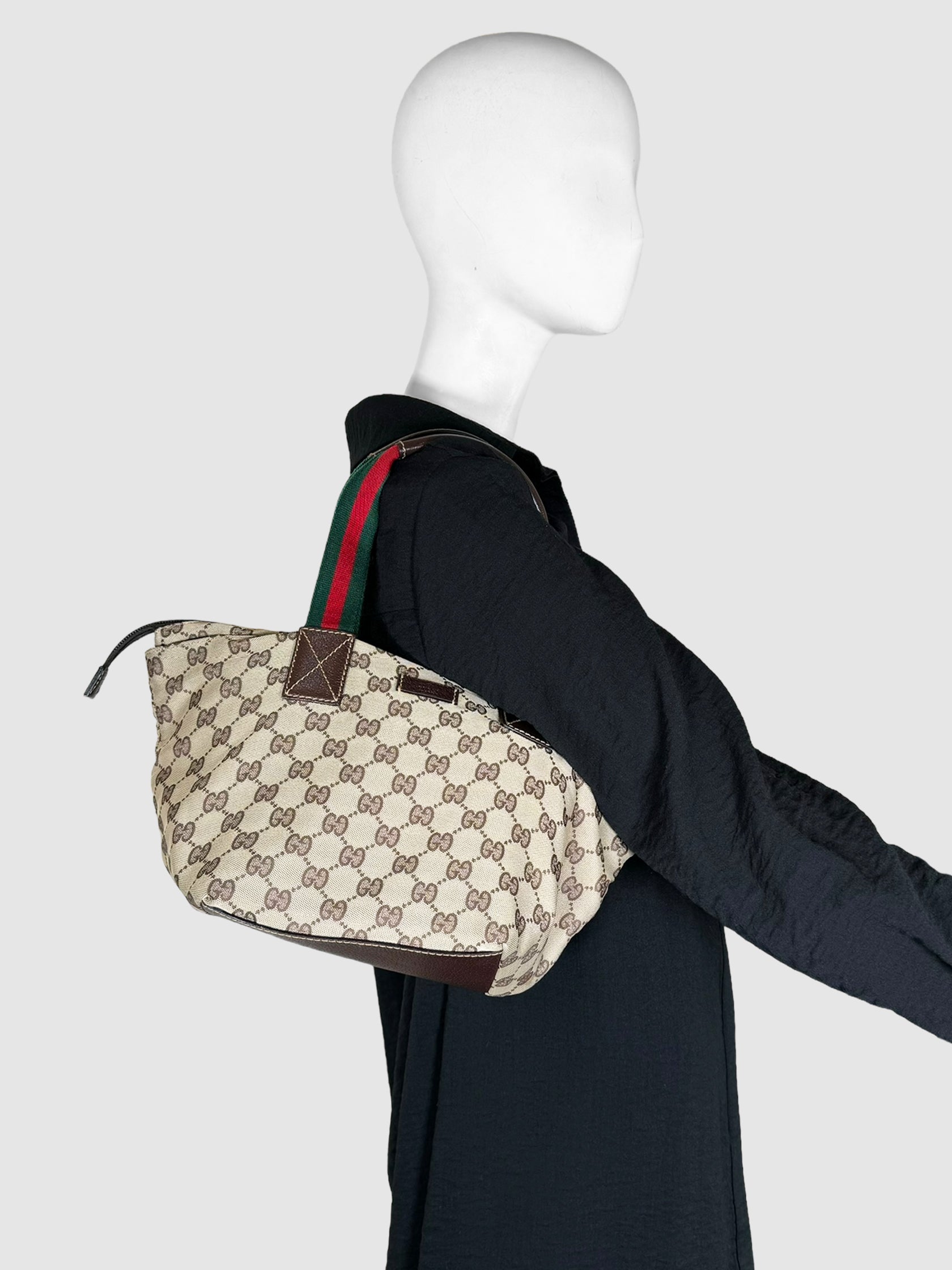 Small GG Canvas Web Tote Bag