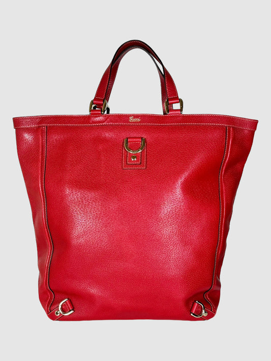 Gucci Red Abbey D-Ring Leather Tote Bag Consignment Secondhand Designer Luxury Resale Toronto Trendy