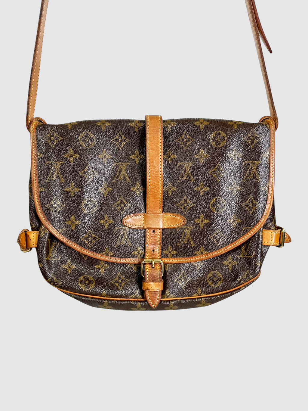 Louis Vuitton 2003 Brown Monogram Leather Saumur 30 Crossbody Bag Luxury Designer Resale Consignment Toronto Vintage Secondhand