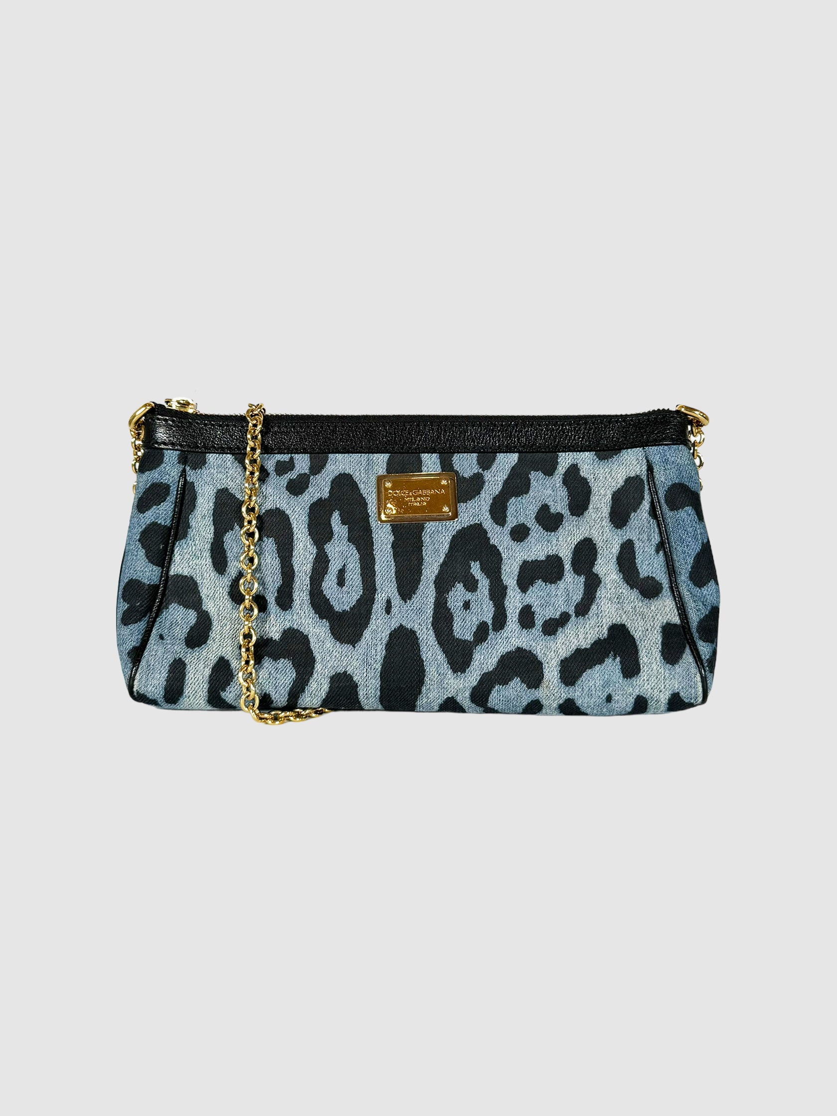 Denim Leopard Print Crossbody Bag