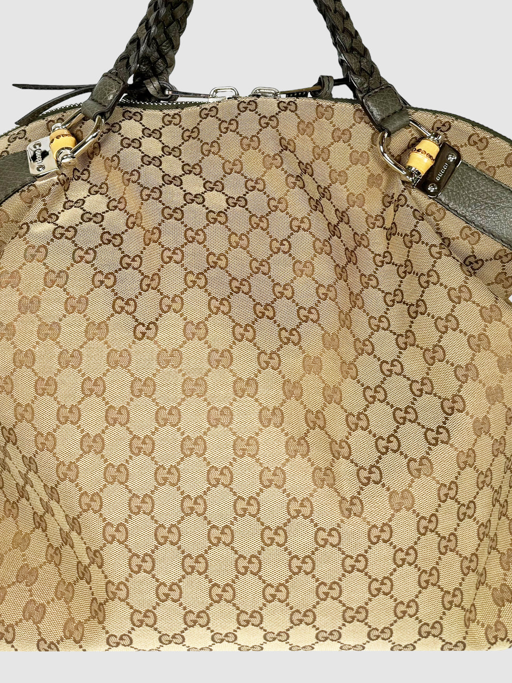 Large Canvas Bamboo Bar Shoulder Bag