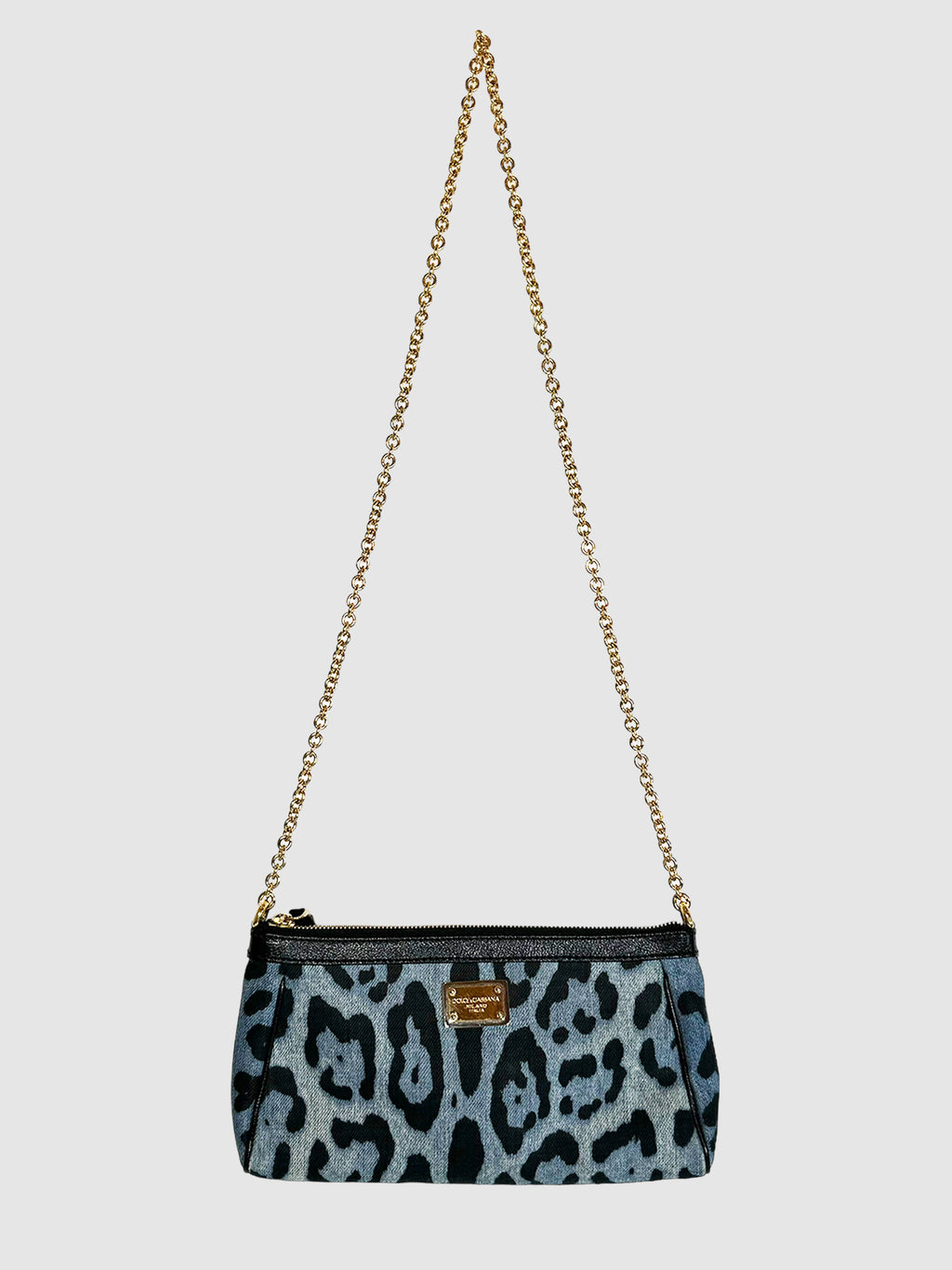 Denim Leopard Print Crossbody Bag