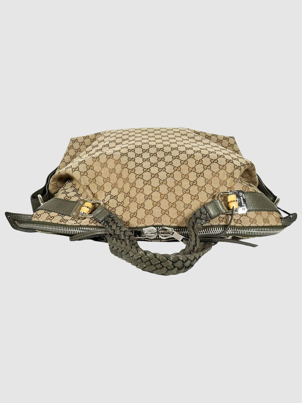 Large Canvas Bamboo Bar Shoulder Bag