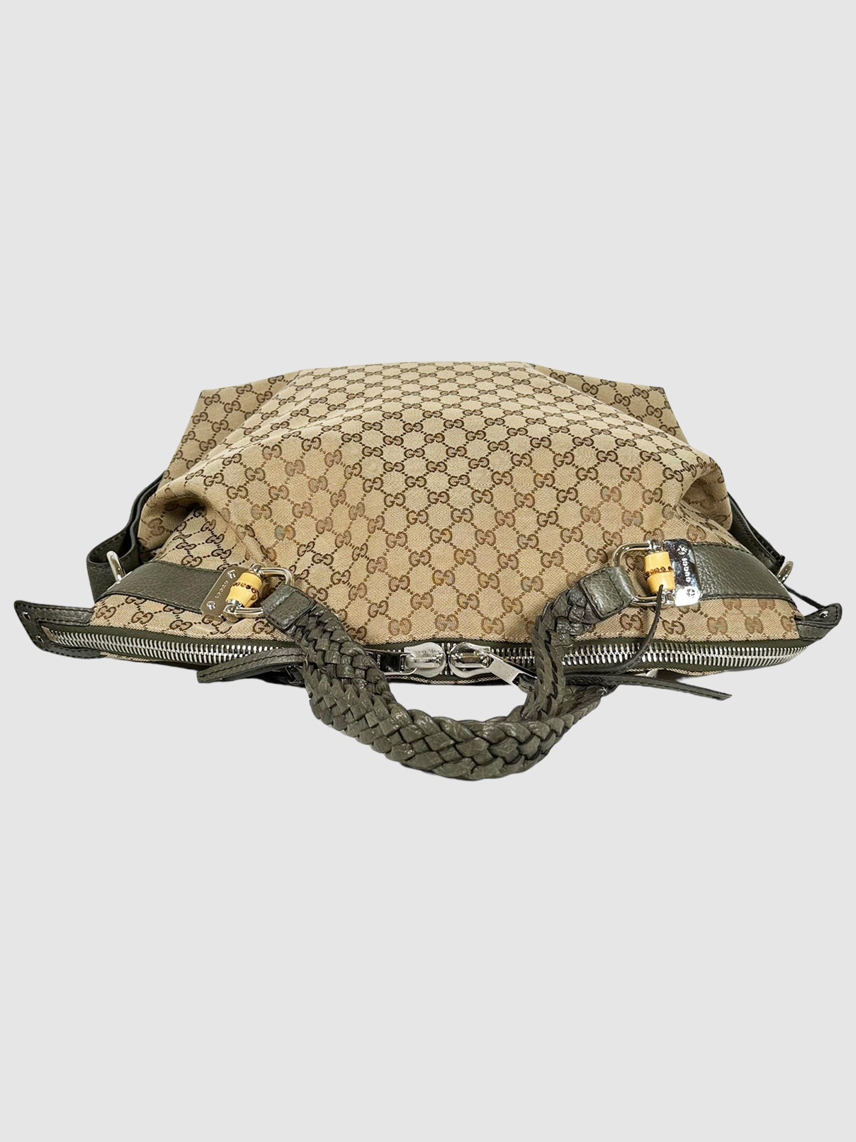 Large Canvas Bamboo Bar Shoulder Bag