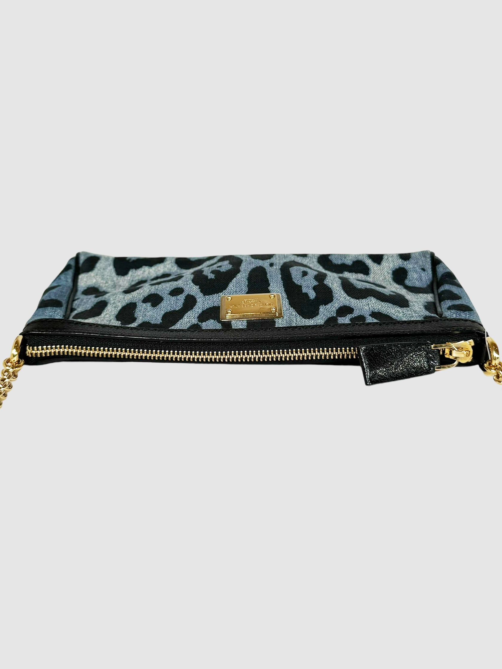 Denim Leopard Print Crossbody Bag