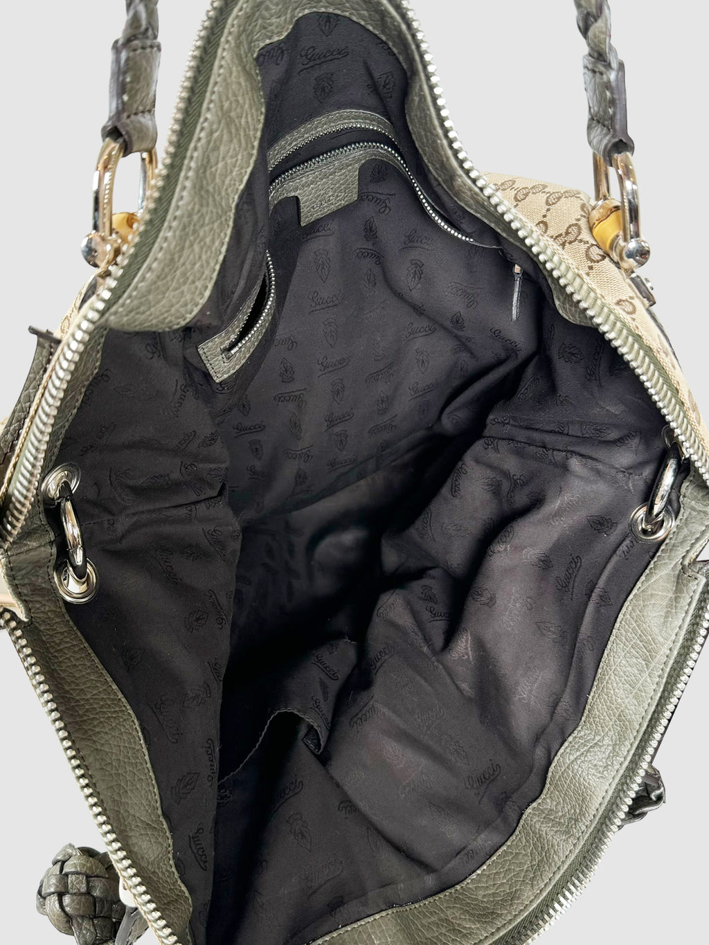 Large Canvas Bamboo Bar Shoulder Bag