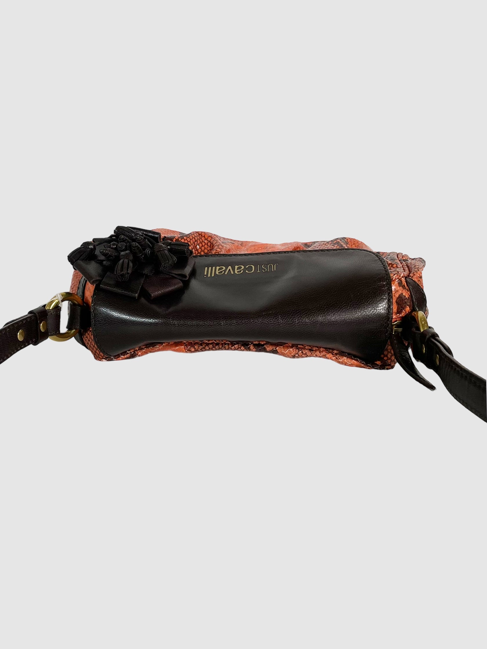 Just Cavalli Leather Embossed Cross Body Bag