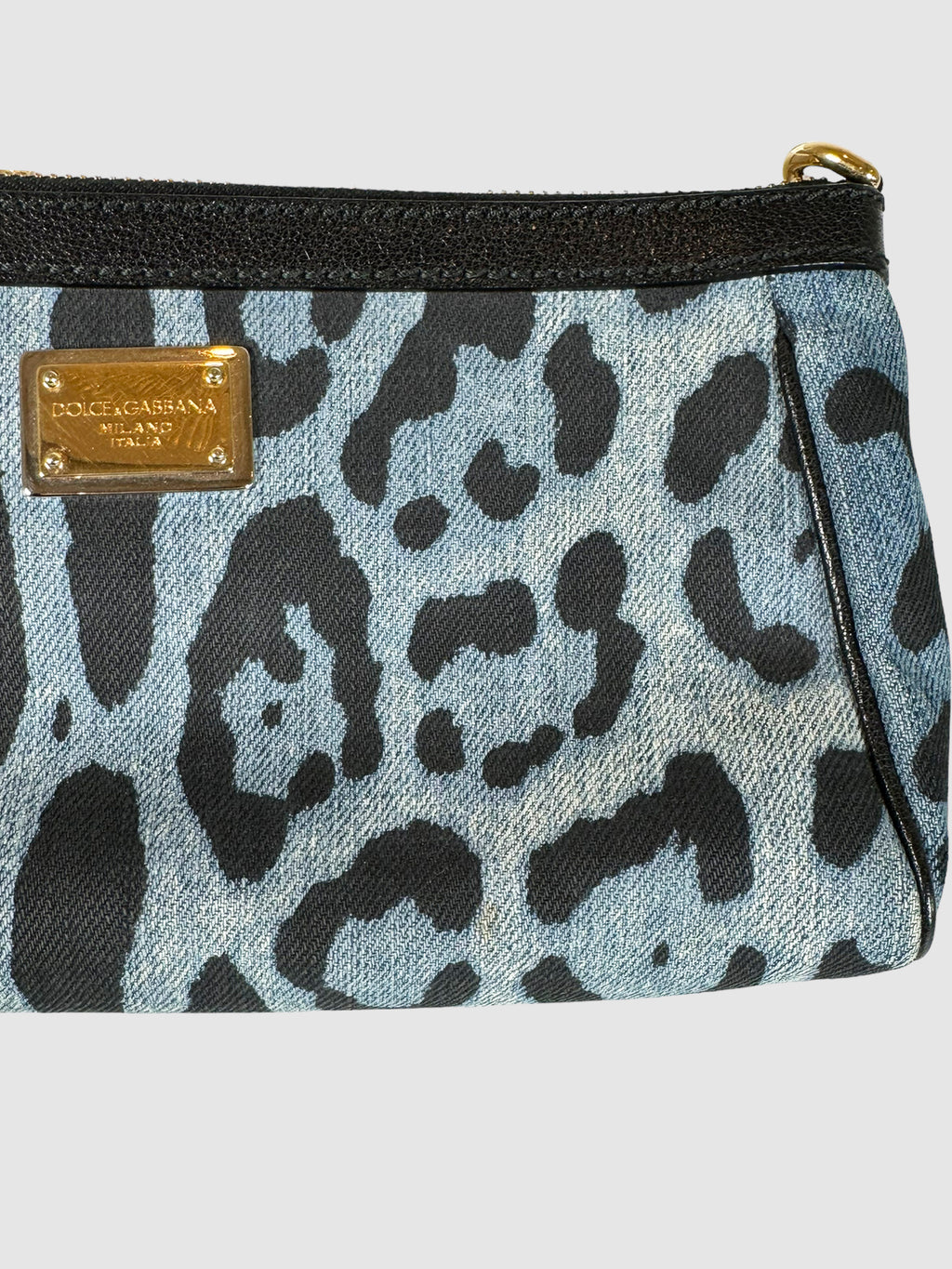 Denim Leopard Print Crossbody Bag