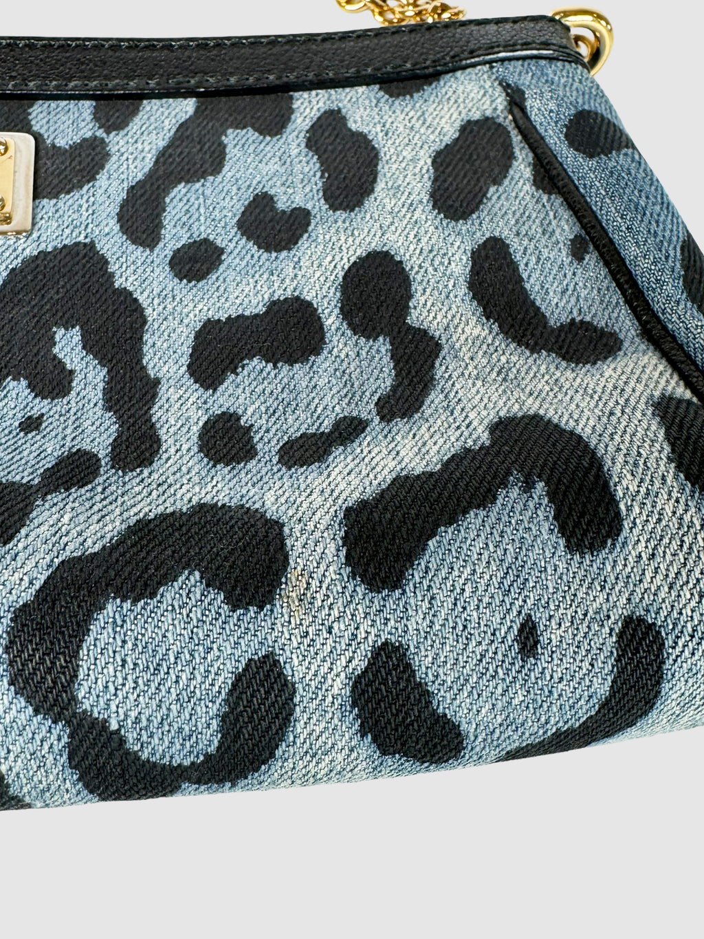 Denim Leopard Print Crossbody Bag