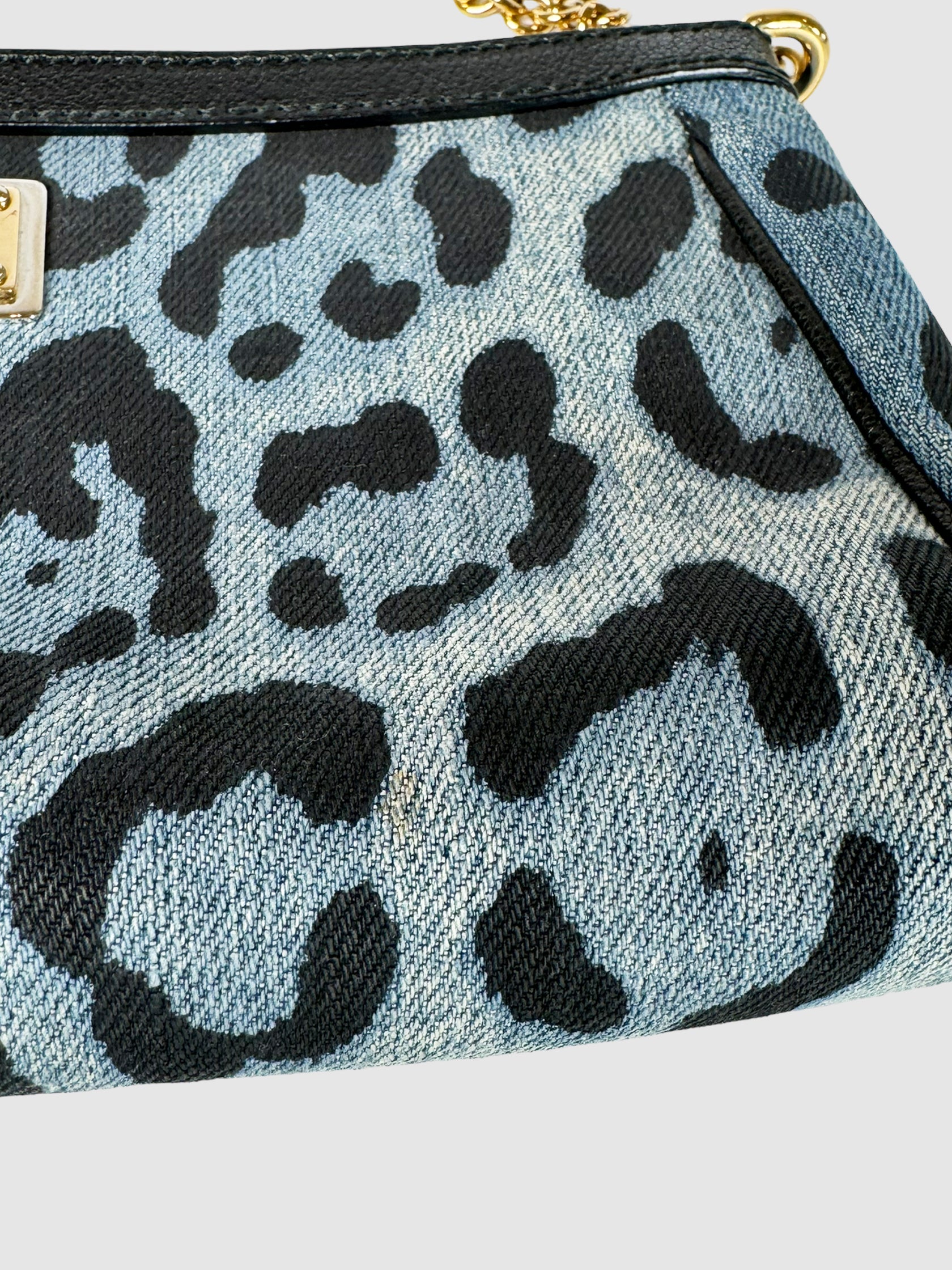 Denim Leopard Print Crossbody Bag
