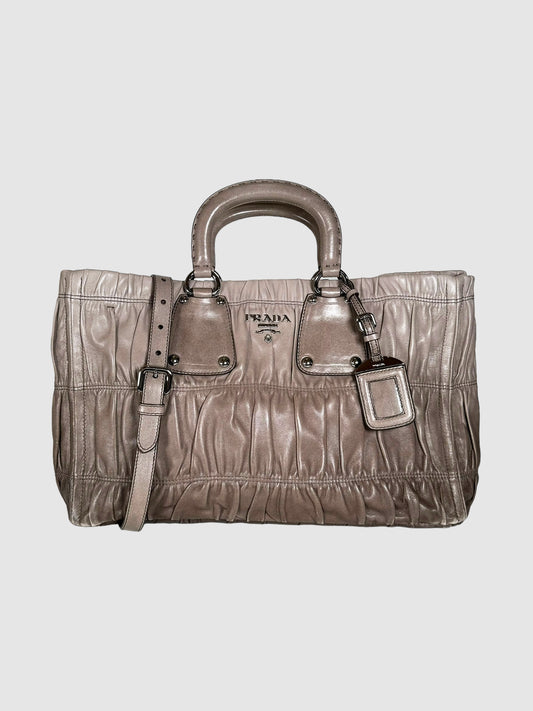 Prada 2010 Nappa Gaufre Ombré Handbag in Beige Consignment Secondhand Designer Luxury Resale Toronto Trendy