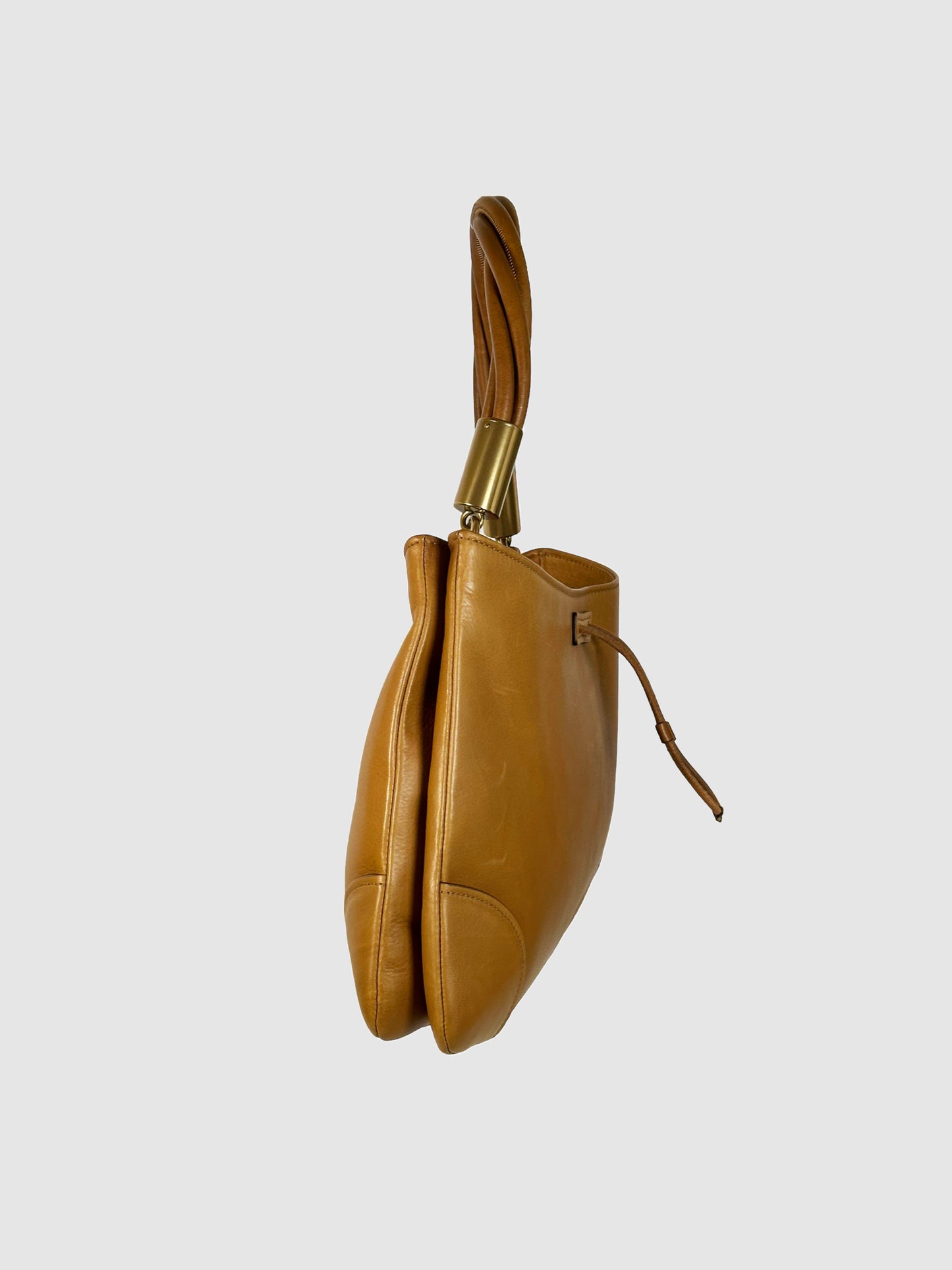 Leather Drawstring Hobo Bag