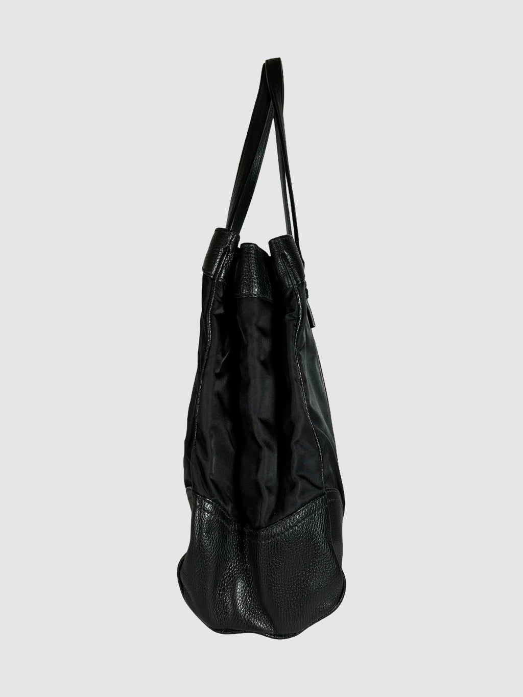 Nylon Leather Trim Tote Bag
