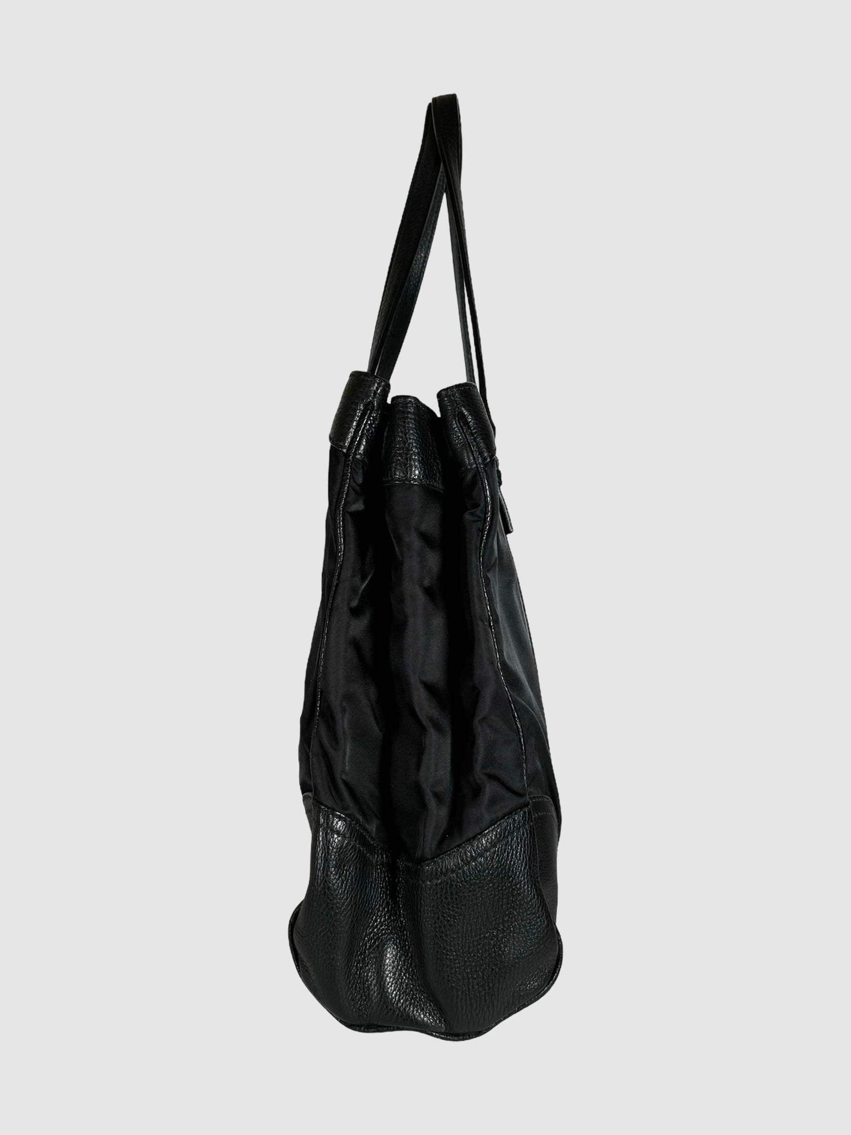 Nylon Leather Trim Tote Bag