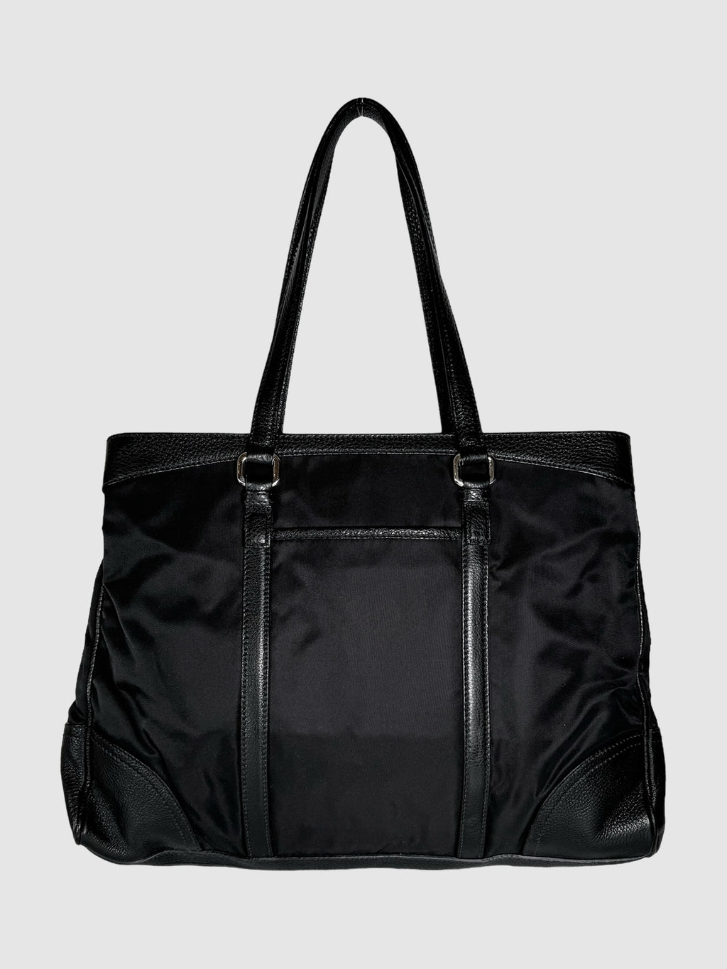 Nylon Leather Trim Tote Bag