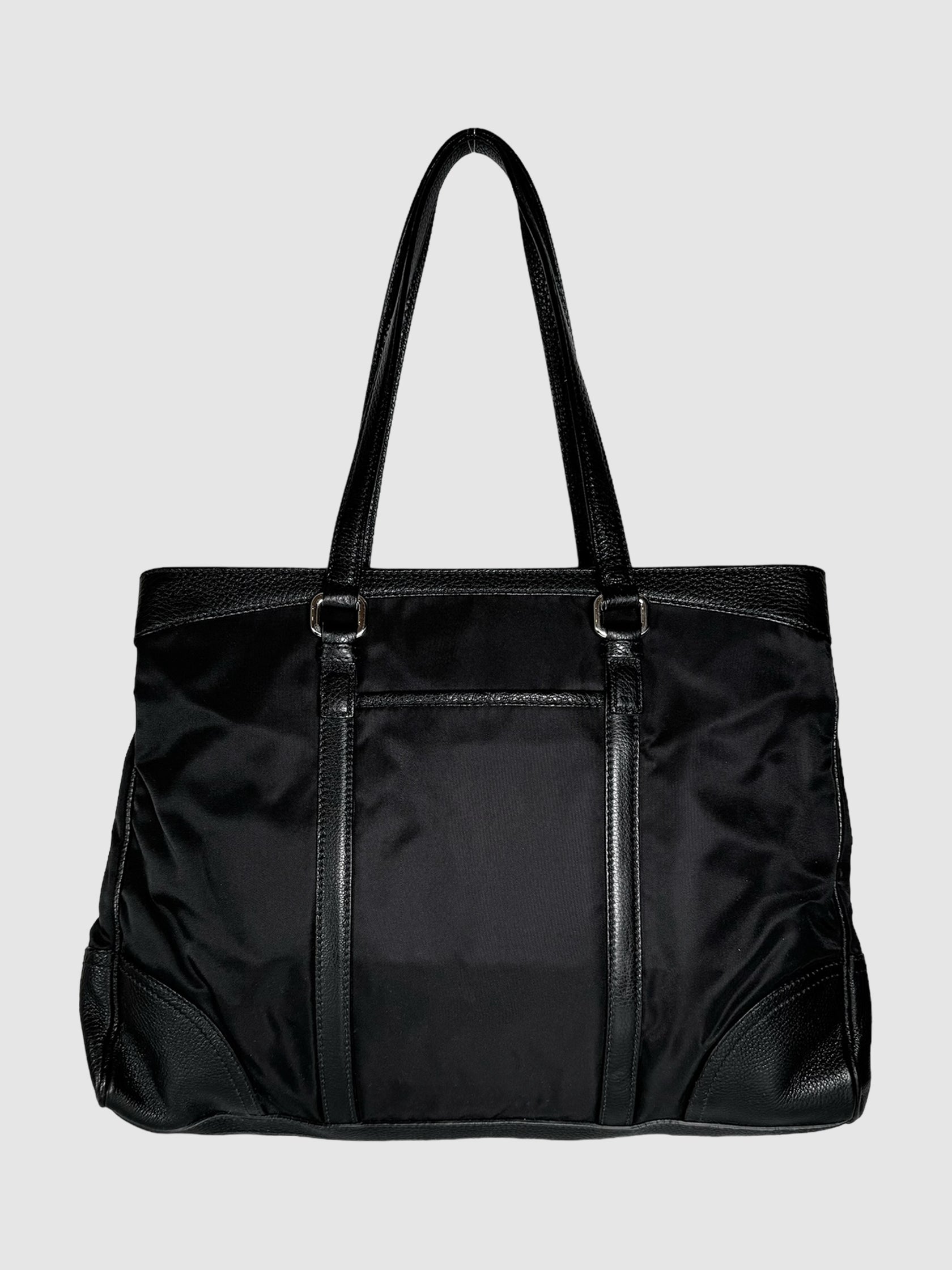 Nylon Leather Trim Tote Bag