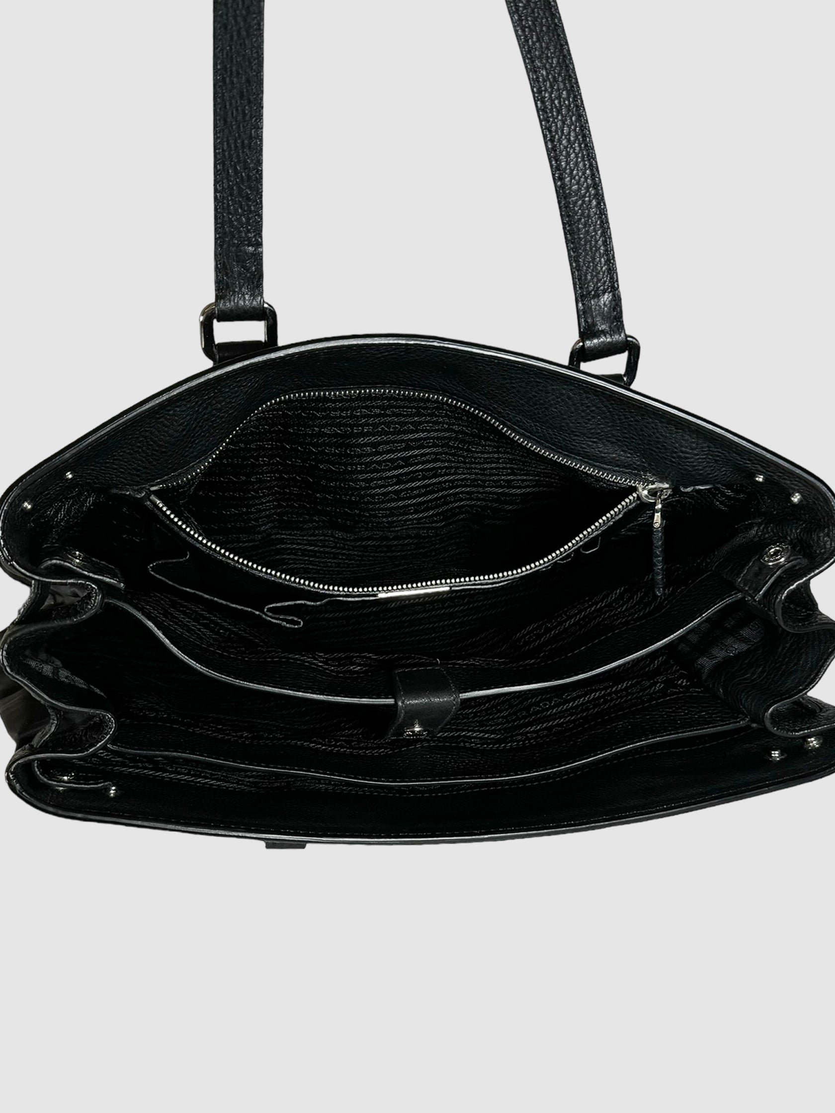 Nylon Leather Trim Tote Bag