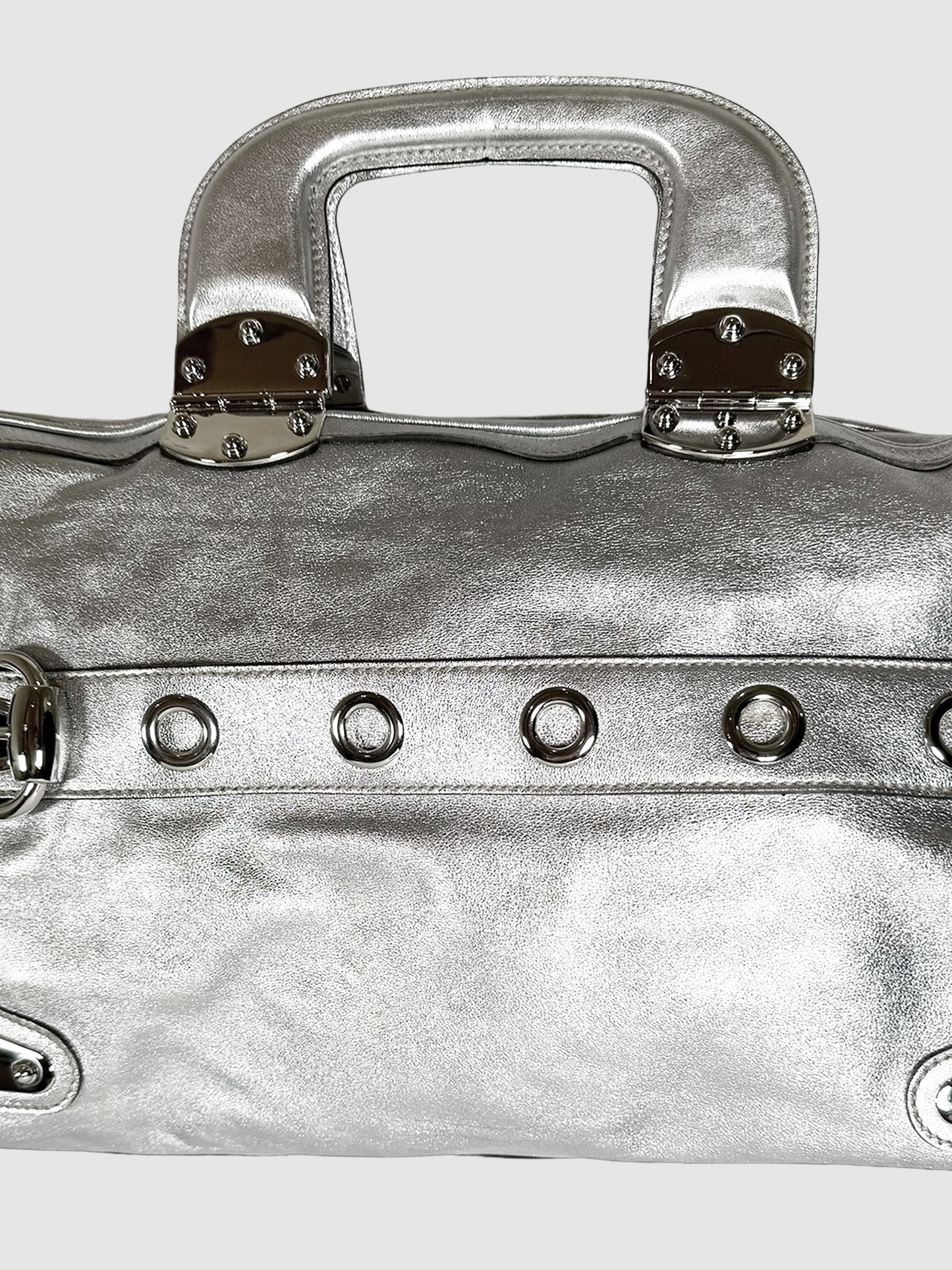 Metallic Calfskin Romy Boston Bag