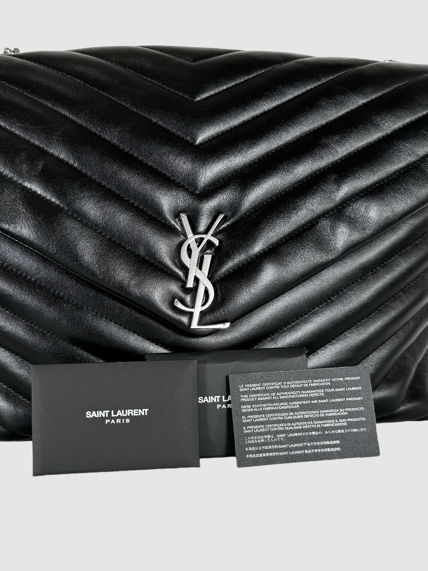 Saint Laurent Black Quilted Large Loulou Chain Satchel Bag Consignment Secondhand Designer Luxury Resale Toronto Trendy