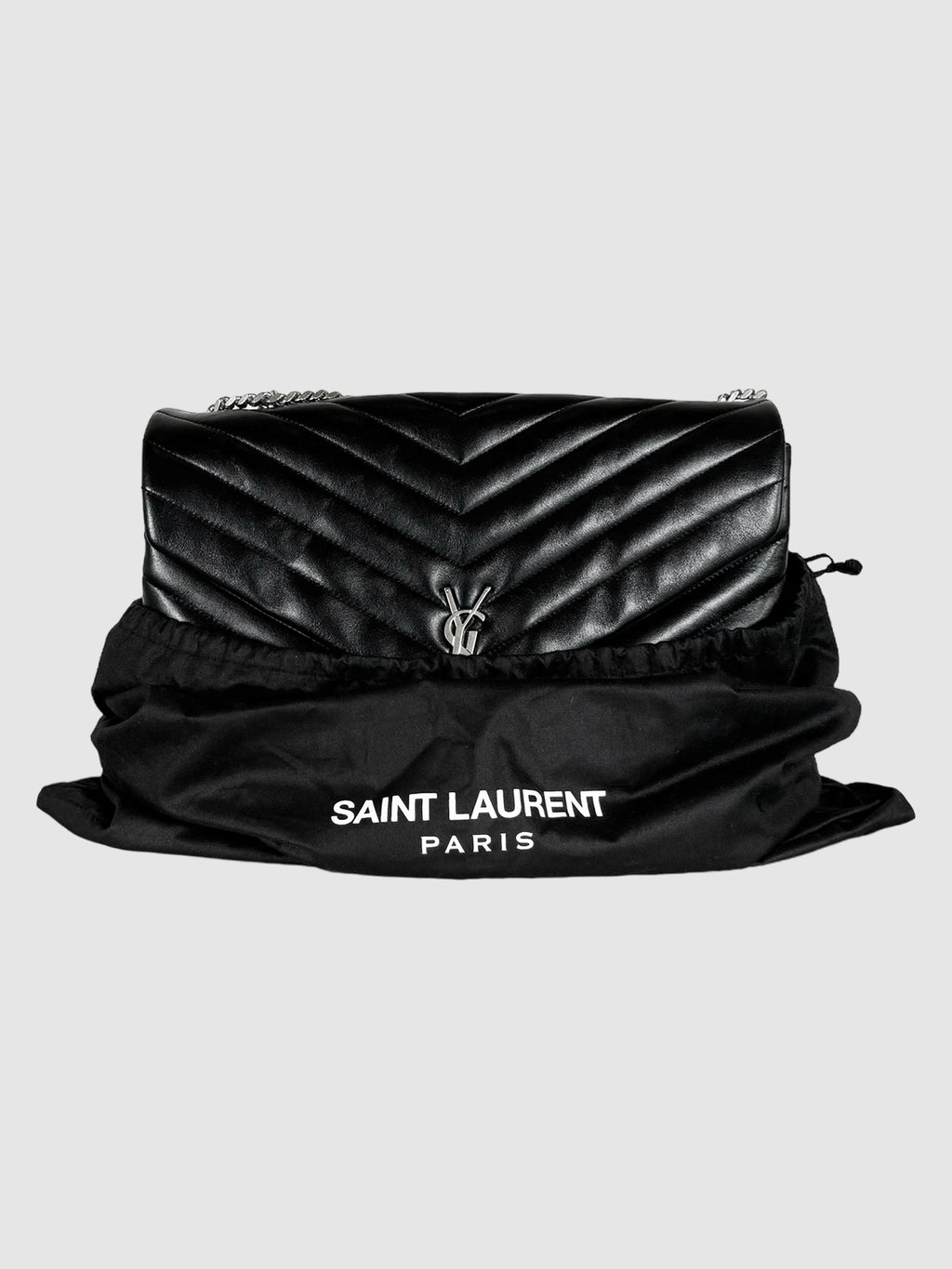 Saint Laurent Black Quilted Large Loulou Chain Satchel Bag Consignment Secondhand Designer Luxury Resale Toronto Trendy