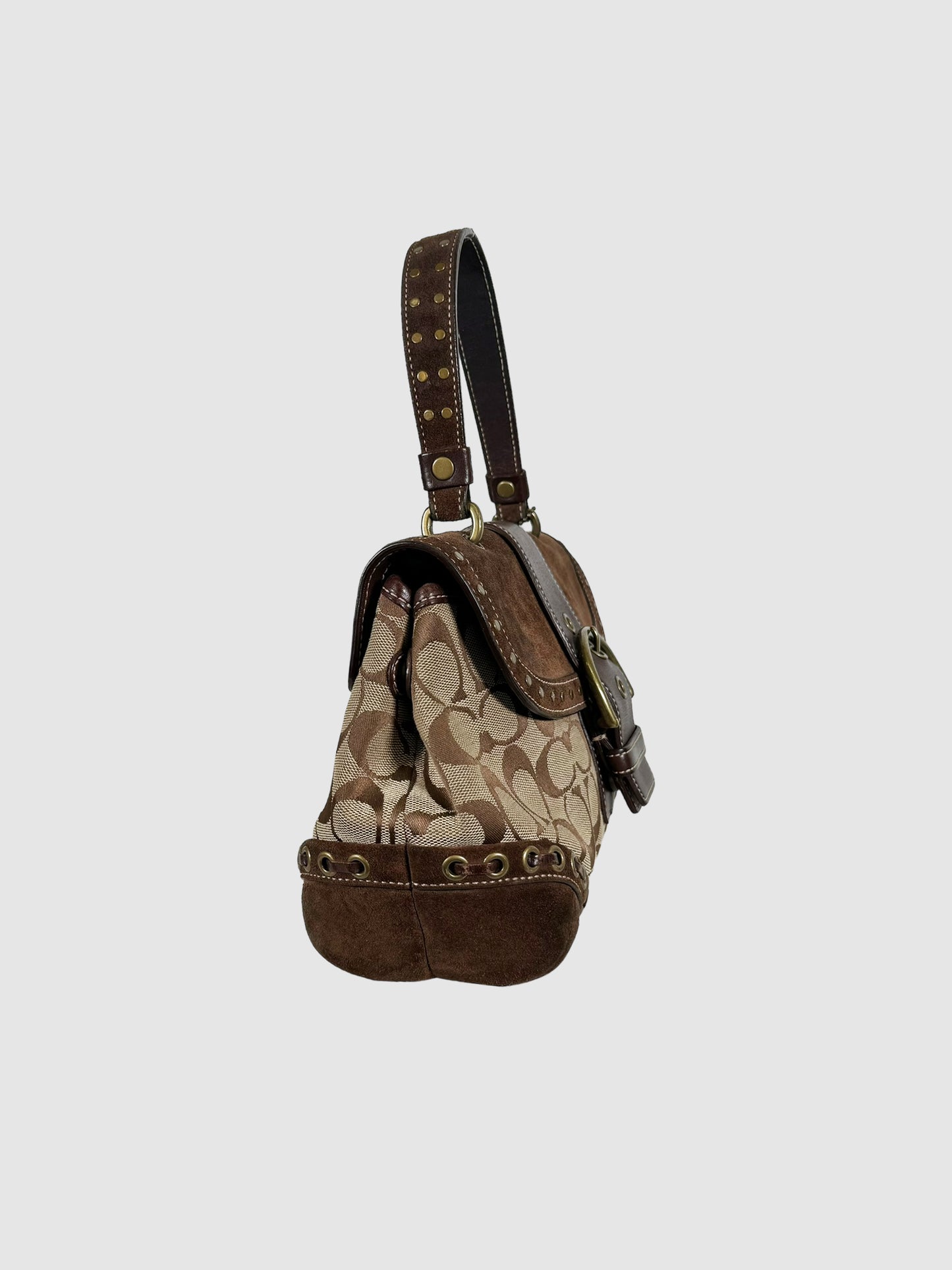 Canvas and Suede Hobo Bag
