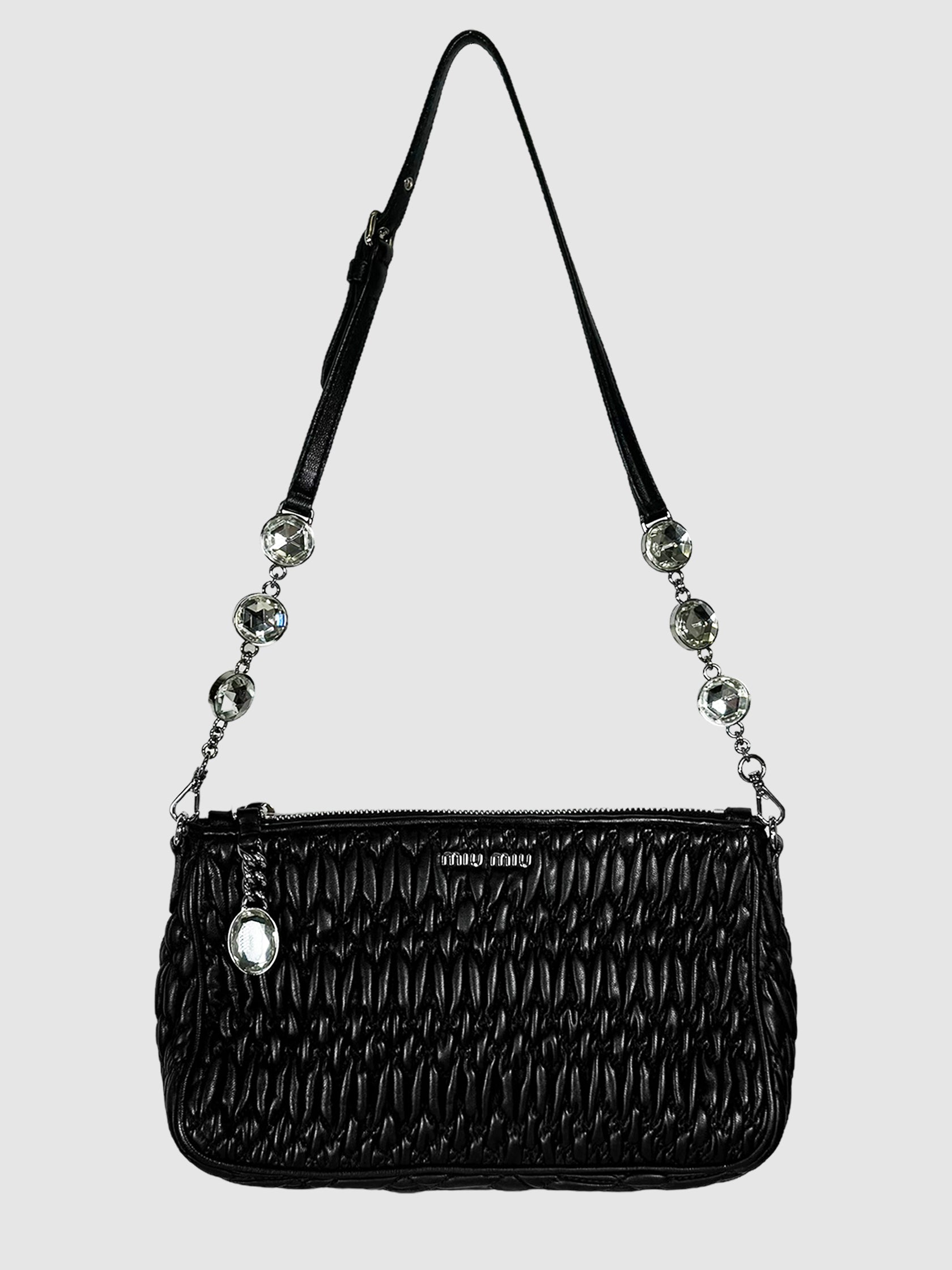 Miu Miu Matelassé Clear Crystal Shoulder Bag Consignment Secondhand Designer Luxury Resale Toronto Trendy