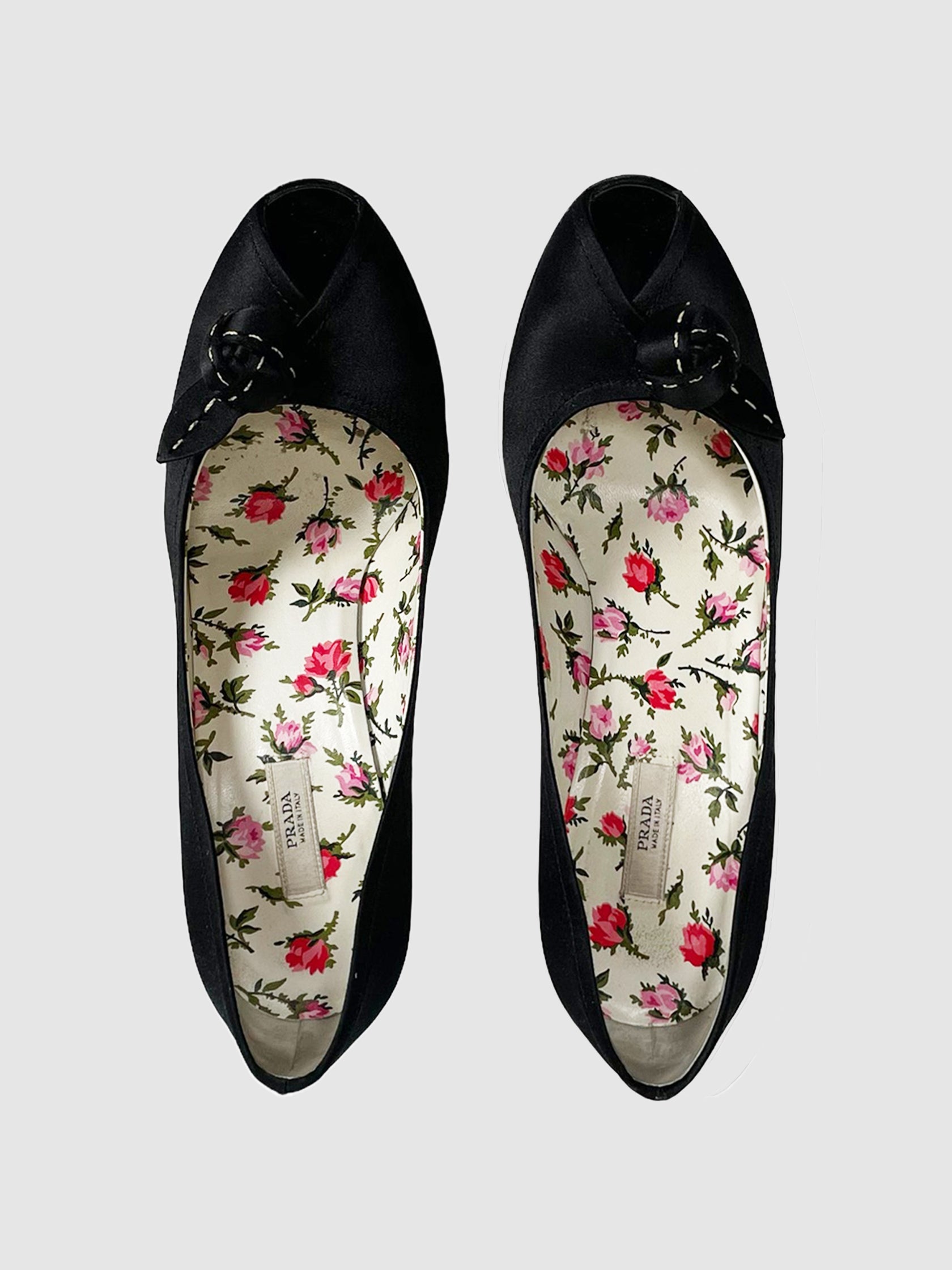 Satin Peep Toe Pumps - Size 38