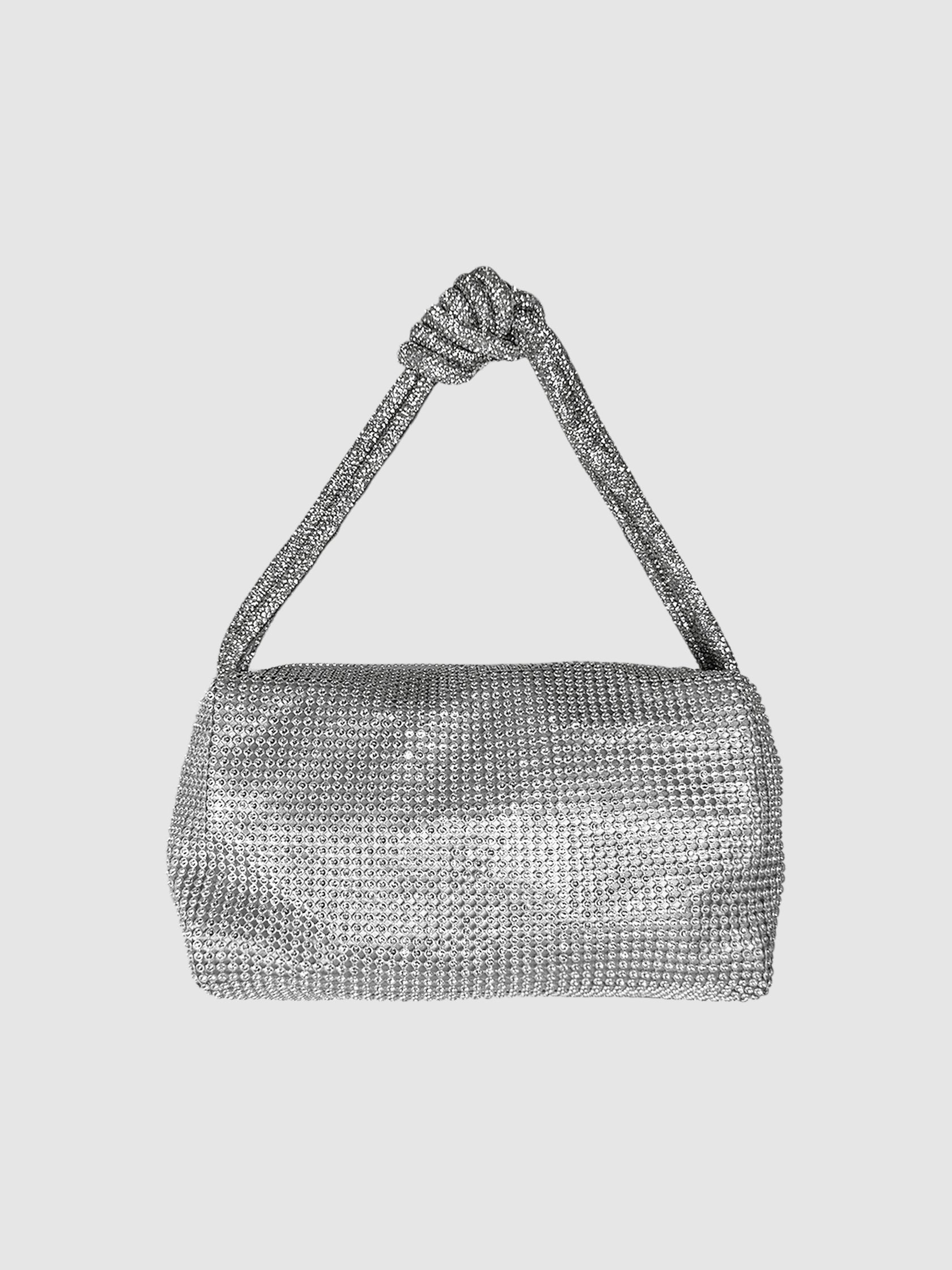 Mesh Rhinestone Knotted Handbag