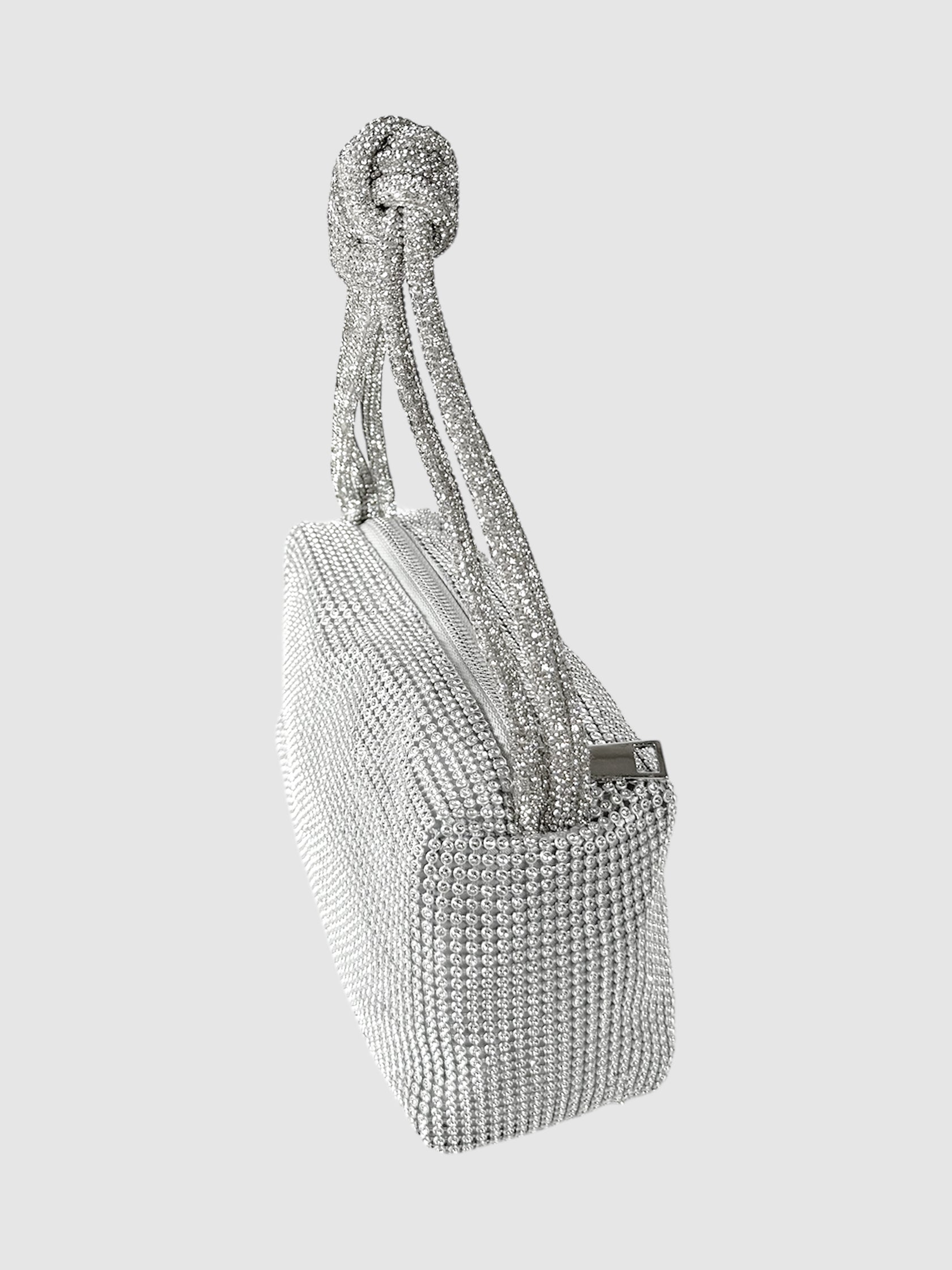 Mesh Rhinestone Knotted Handbag