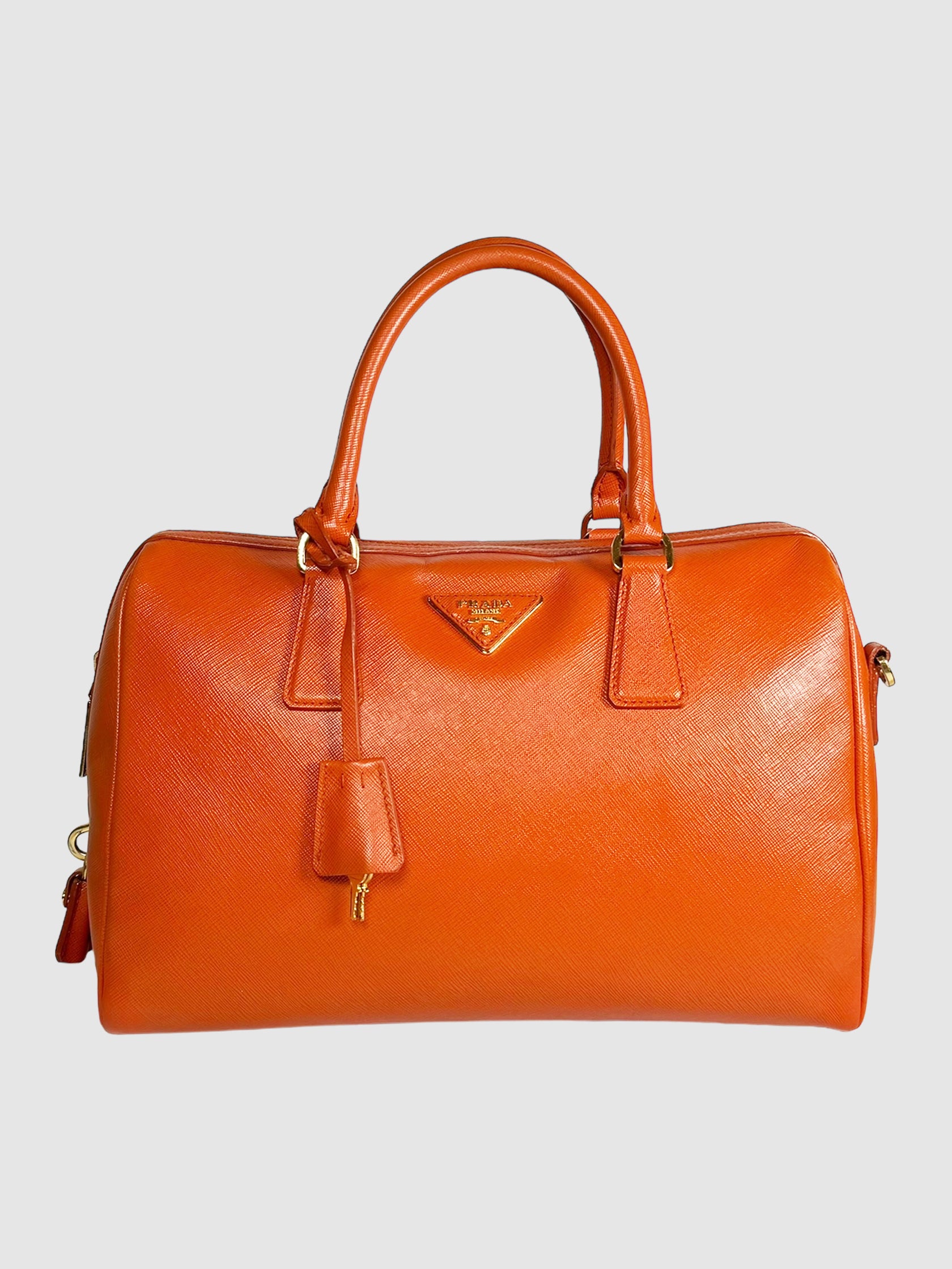 Prada Orange Saffiano Leather Promenade Top Handle Bag Crossbody Luxury Consignment Designer Resale Toronto