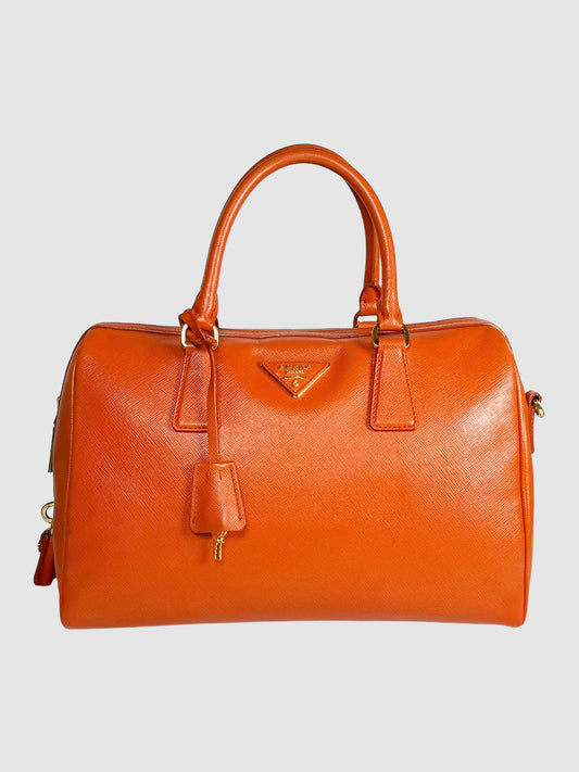 Prada Orange Saffiano Leather Promenade Top Handle Bag Crossbody Luxury Consignment Designer Resale Toronto