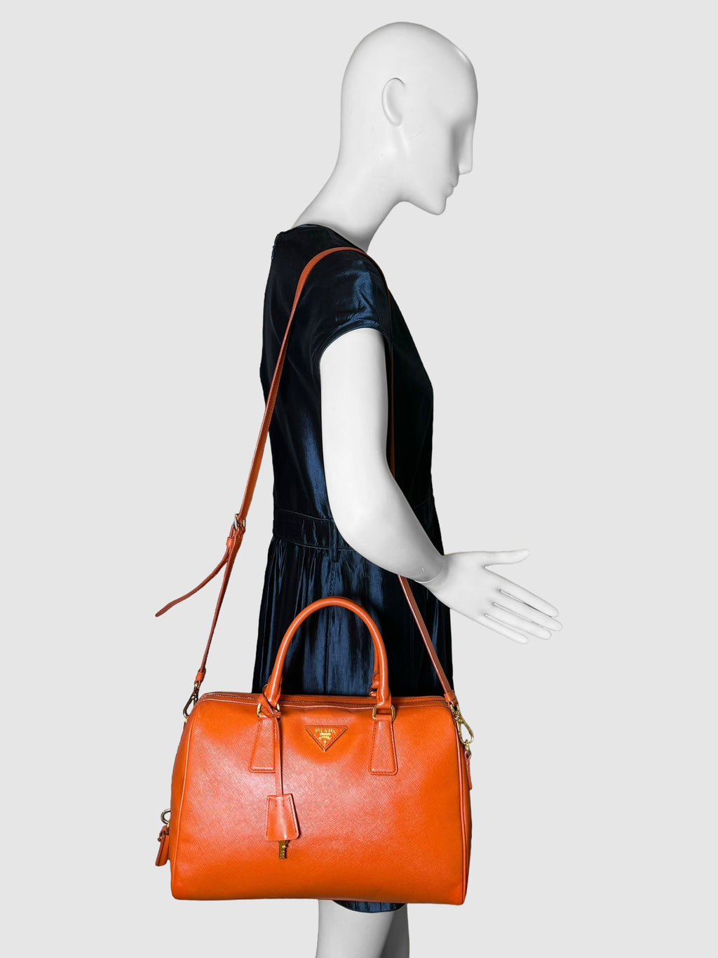 Prada Orange Saffiano Leather Promenade Top Handle Bag Crossbody Luxury Consignment Designer Resale Toronto