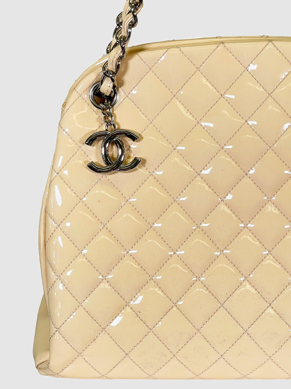 Quilted Patent Leather Bowling Bag
