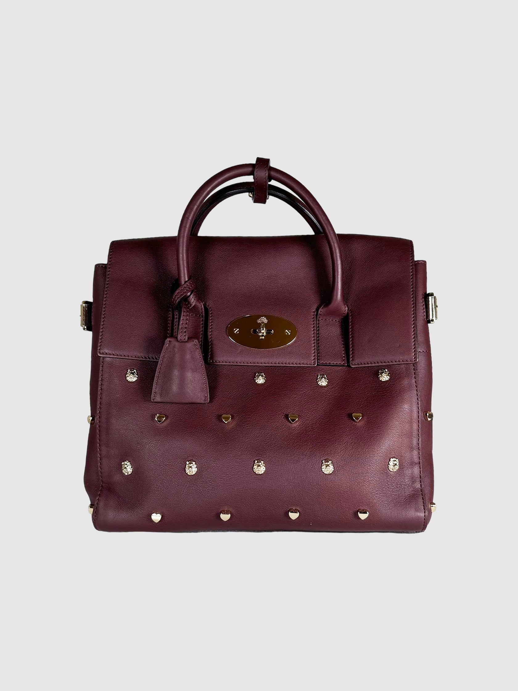 Mulberry x Cara Delevigne 2015 Oxblood Red Burgundy Leather Studded Backpack and Wallet Set Luxury Consignment Secondhand Designer Resale Toronto