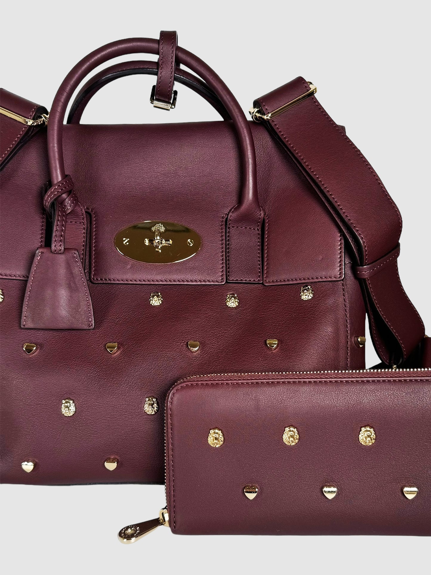 2015 Leather Studded Satchel Wallet Set