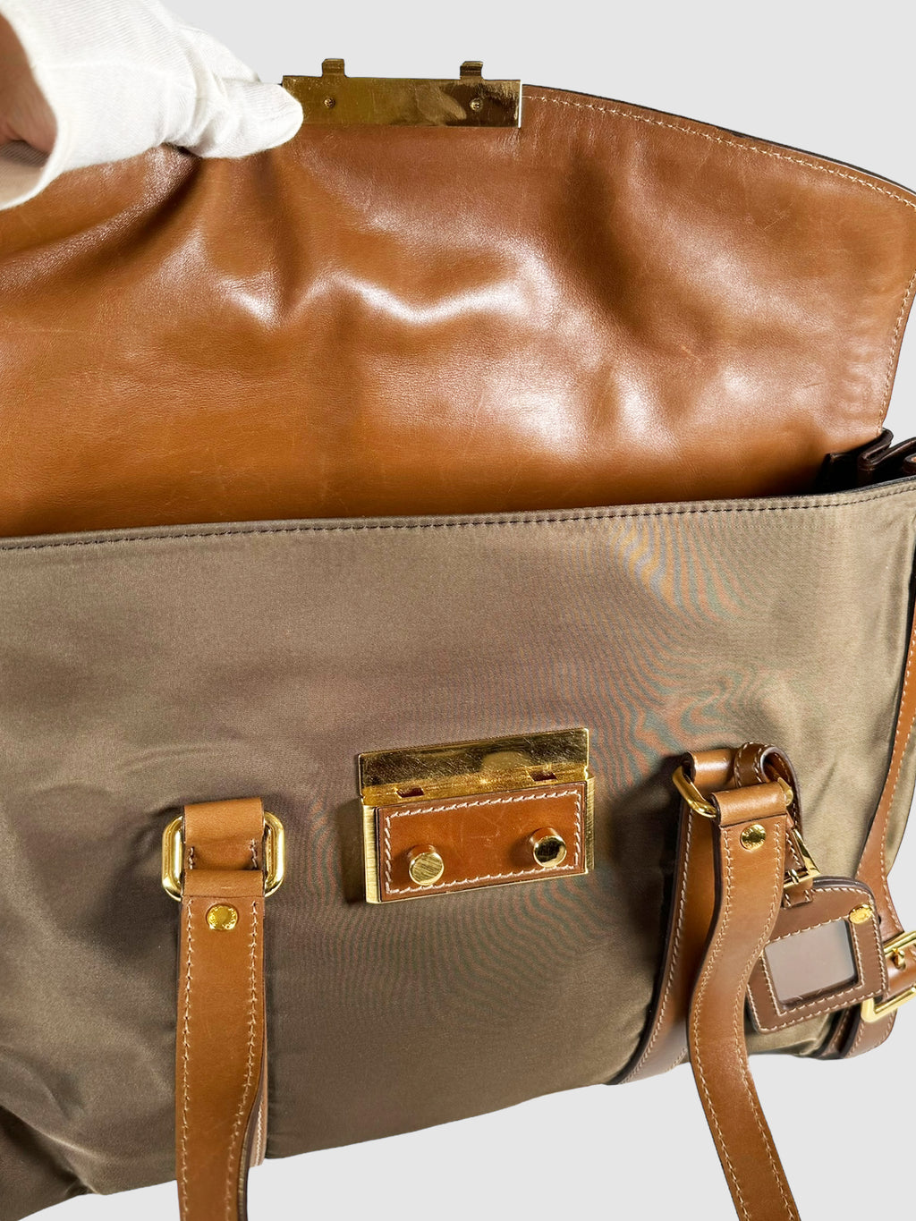 Large Tessuto Saffiano Trim Shoulder Bag