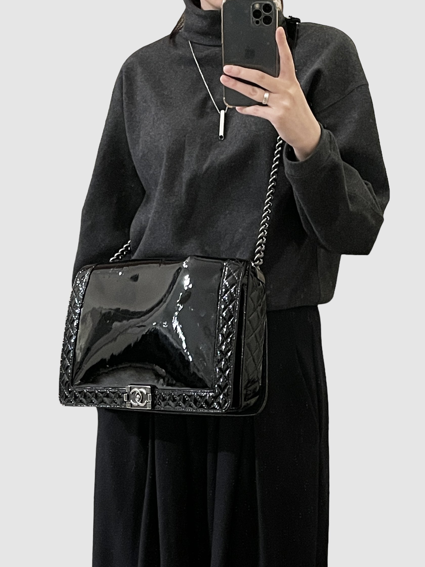 Large Patent Leather Reverso Boy Bag