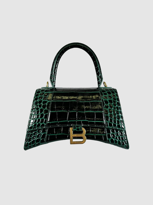 Small Croc Embossed Hourglass Bag