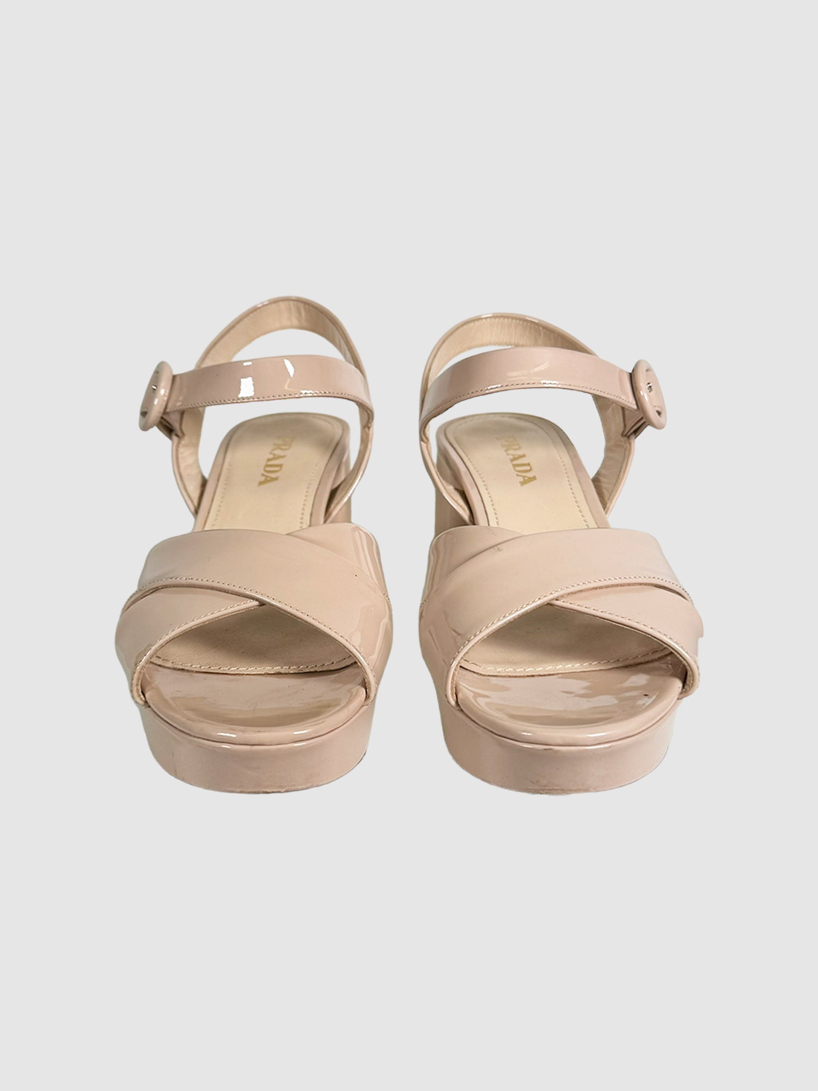 Patent Leather Platform Sandals - Size 38