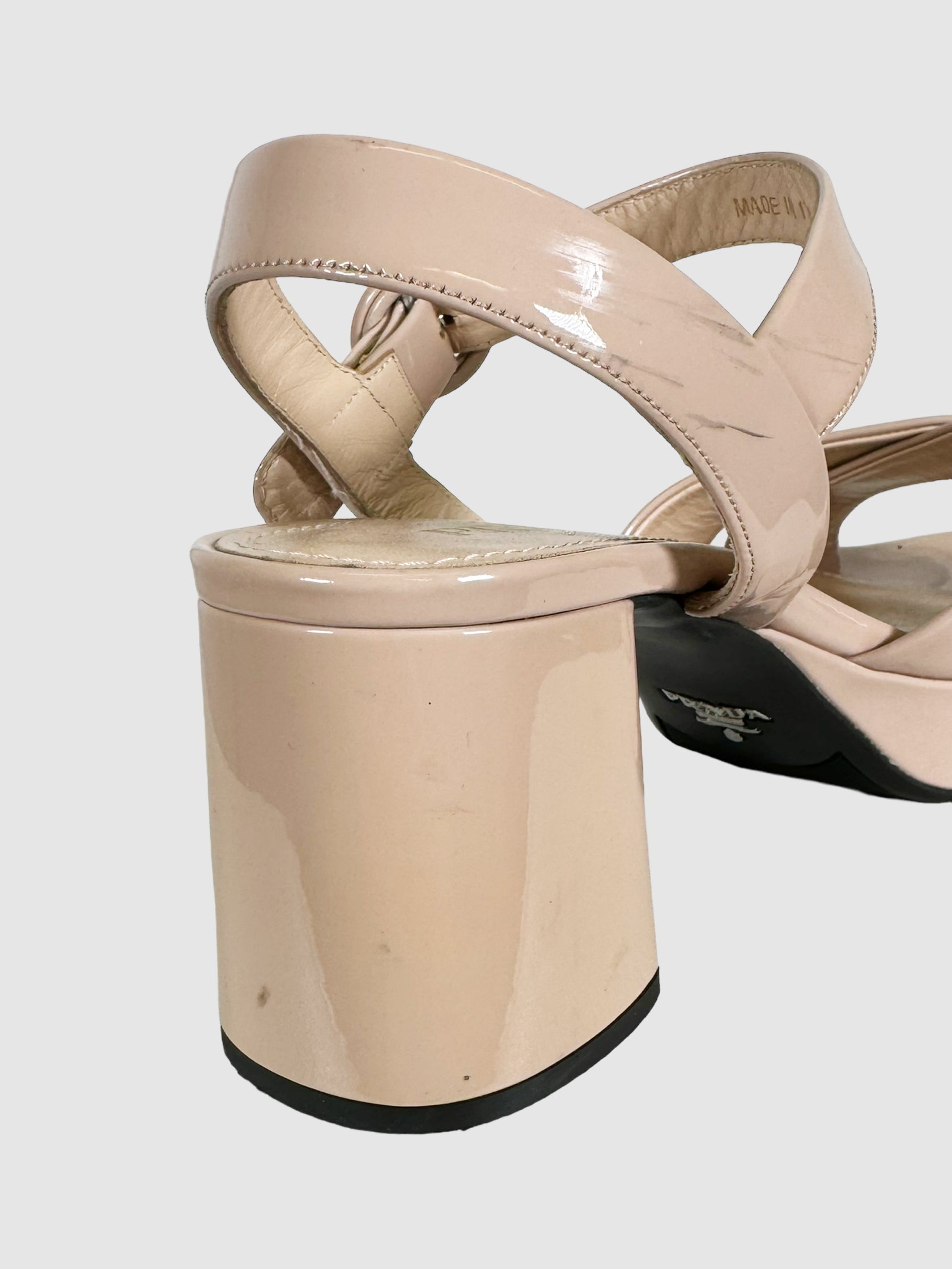 Patent Leather Platform Sandals - Size 38