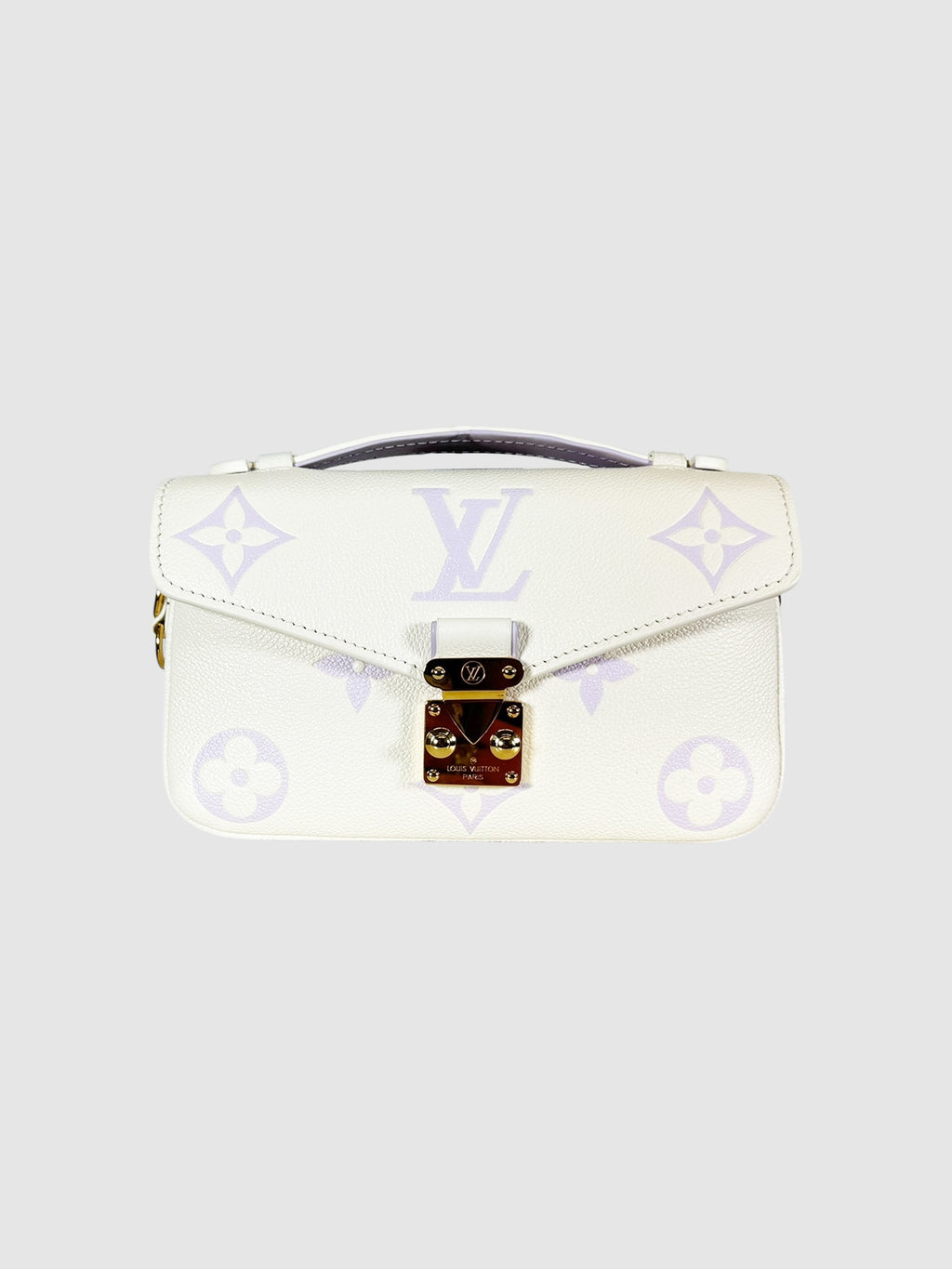 Louis Vuitton Cream and Purple Pochette Métis East West Monogram Empreinte Leather Handbag Milky Way Luxury Designer Resale Consignment Toronto