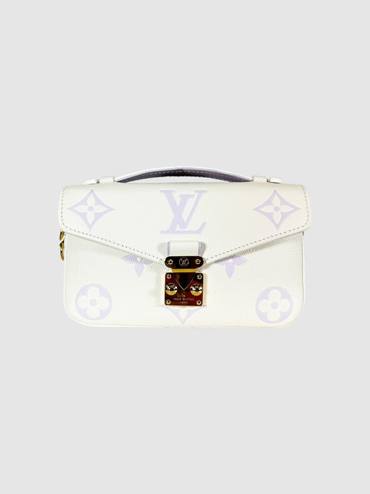 Louis Vuitton Cream and Purple Pochette Métis East West Monogram Empreinte Leather Handbag Milky Way Luxury Designer Resale Consignment Toronto