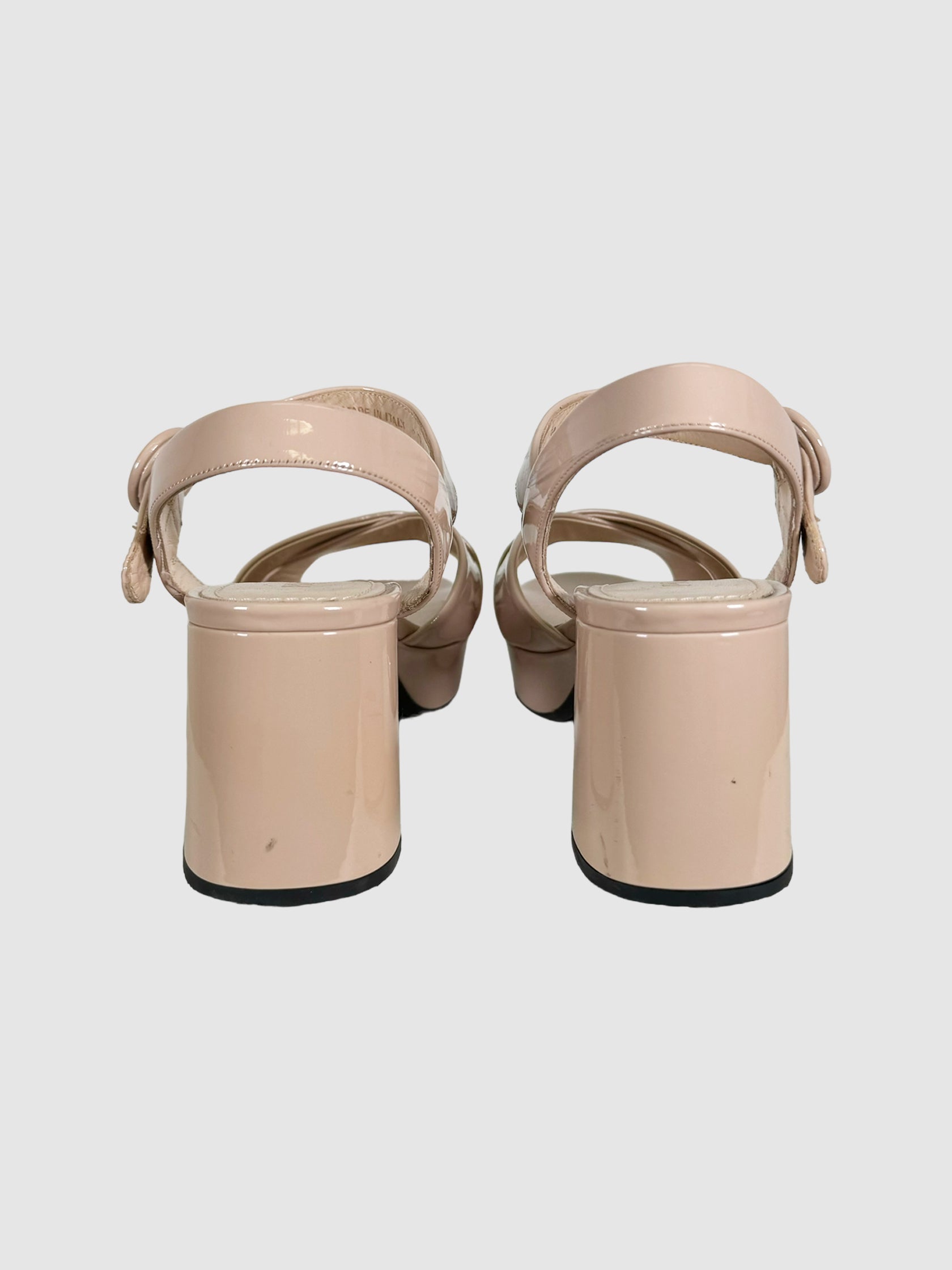 Patent Leather Platform Sandals - Size 38