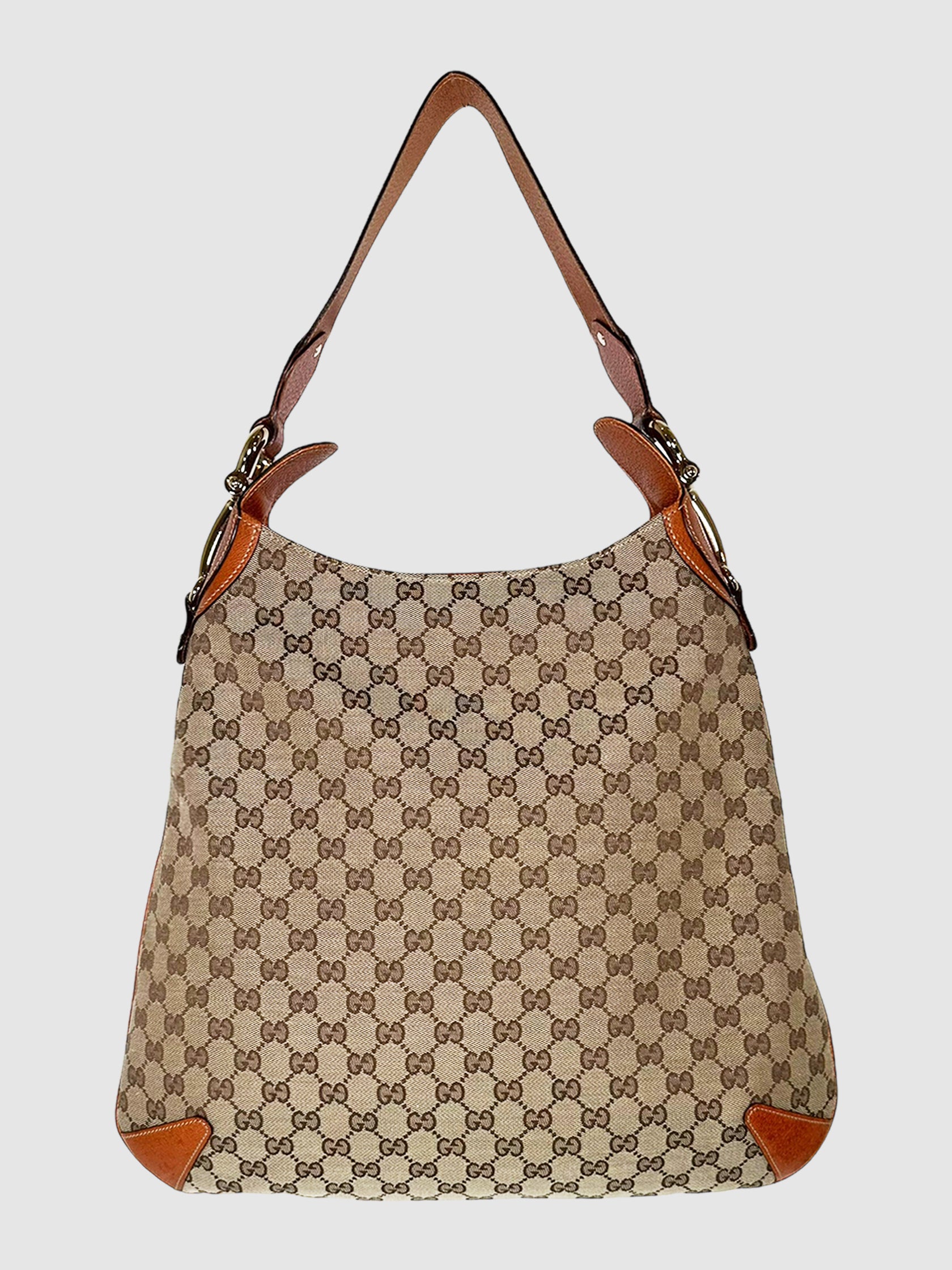 Gucci Large Beige Creole GG Hobo Shoulder Bag Consignment Secondhand Designer Luxury Resale Toronto Trendy