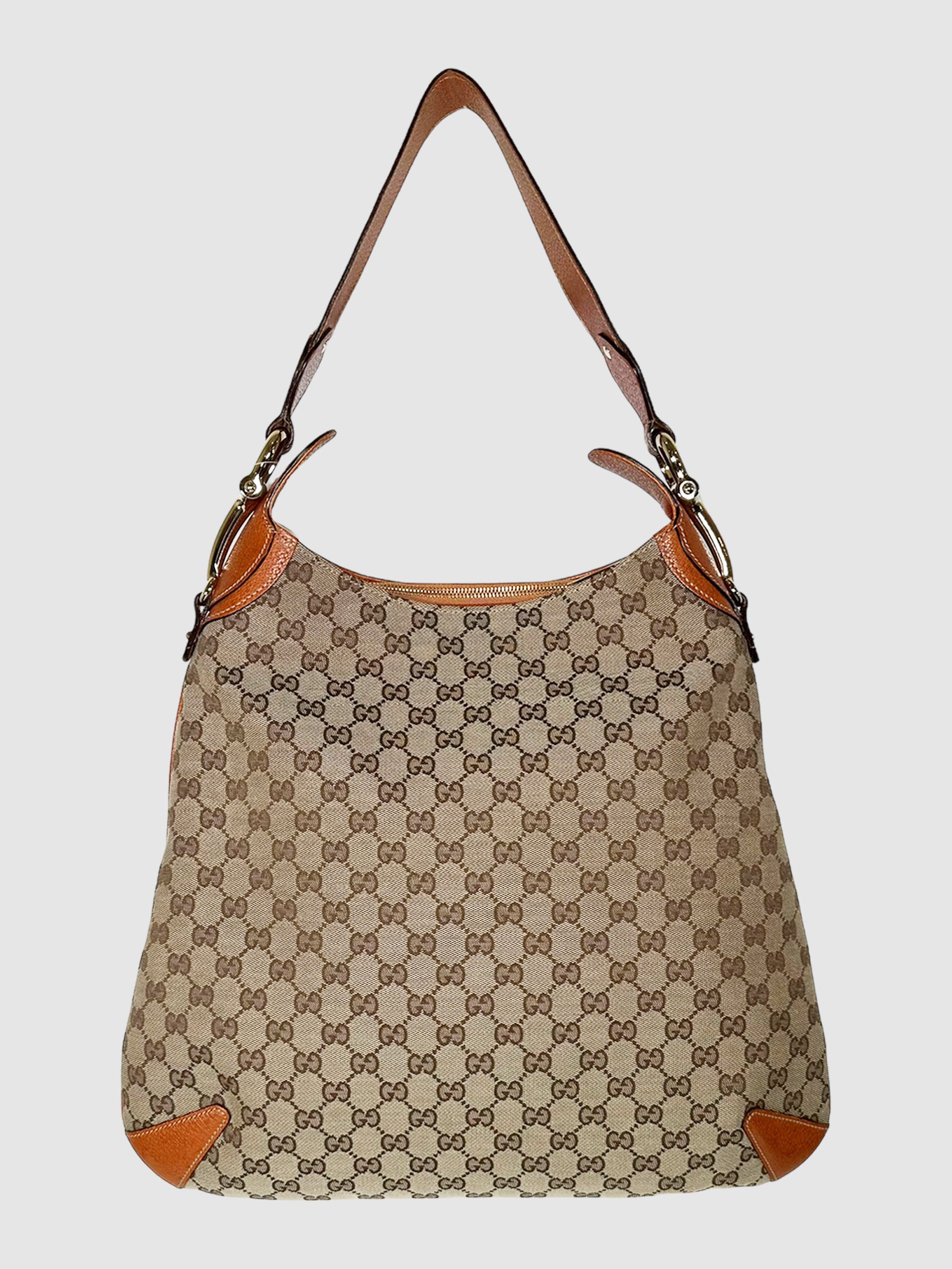 Gucci Large Beige Creole GG Hobo Shoulder Bag Consignment Secondhand Designer Luxury Resale Toronto Trendy
