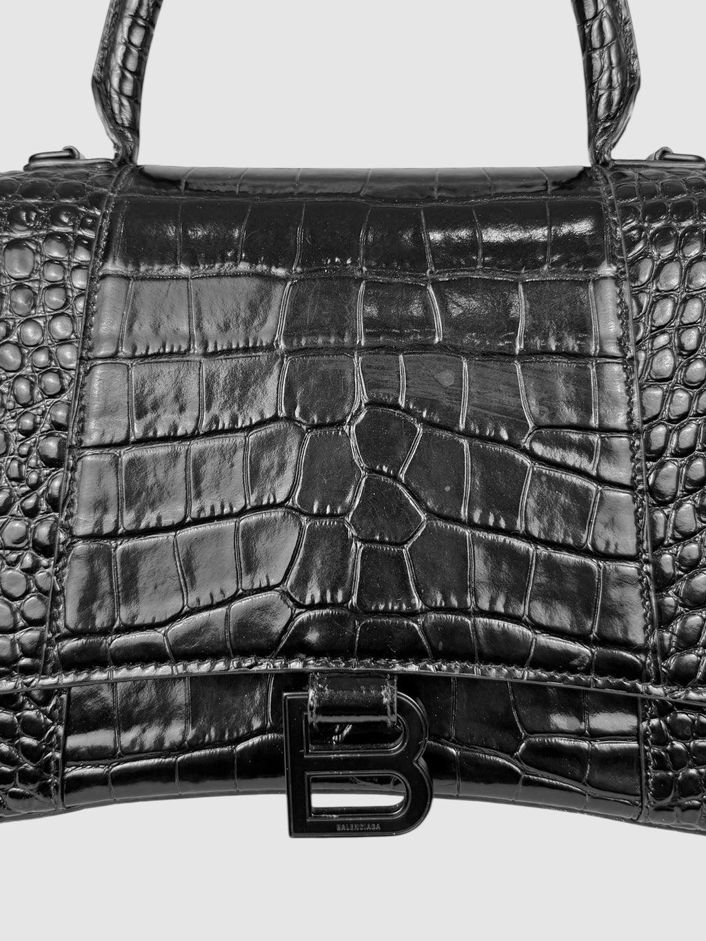 Croc-Embossed Hourglass Bag