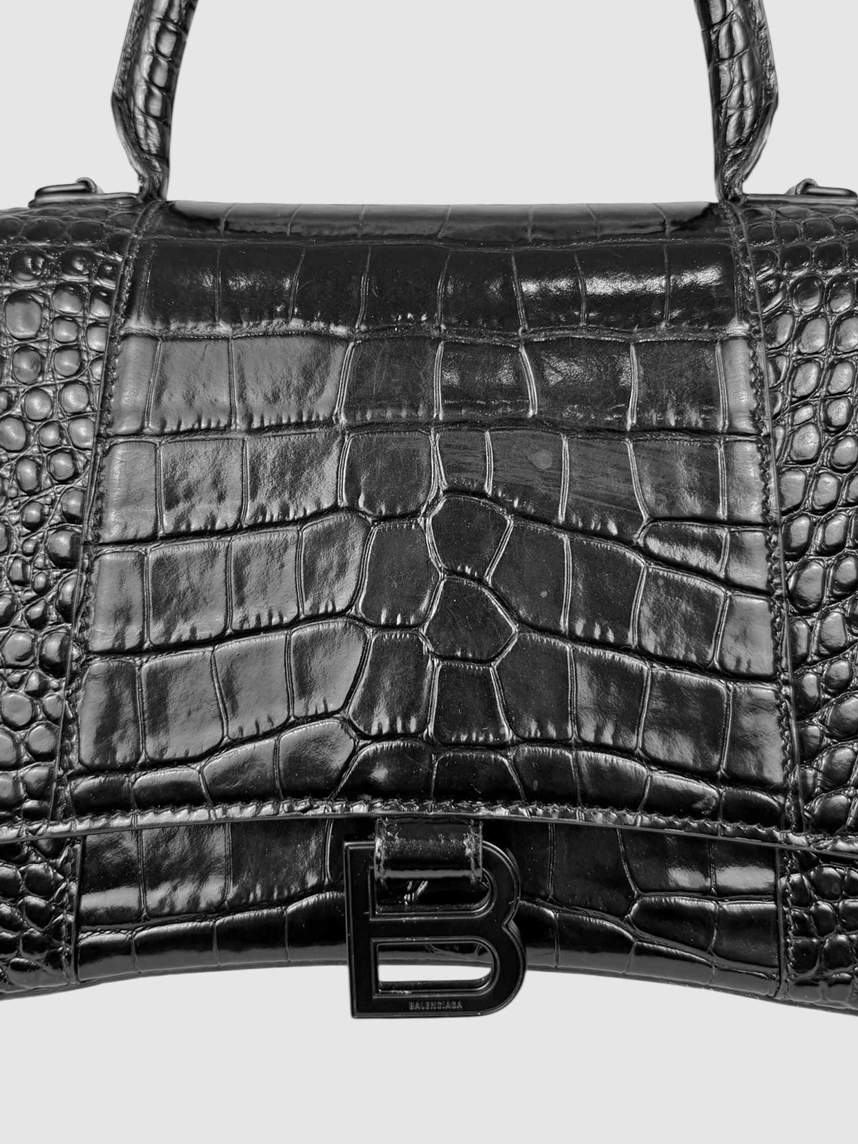 Croc-Embossed Hourglass Bag