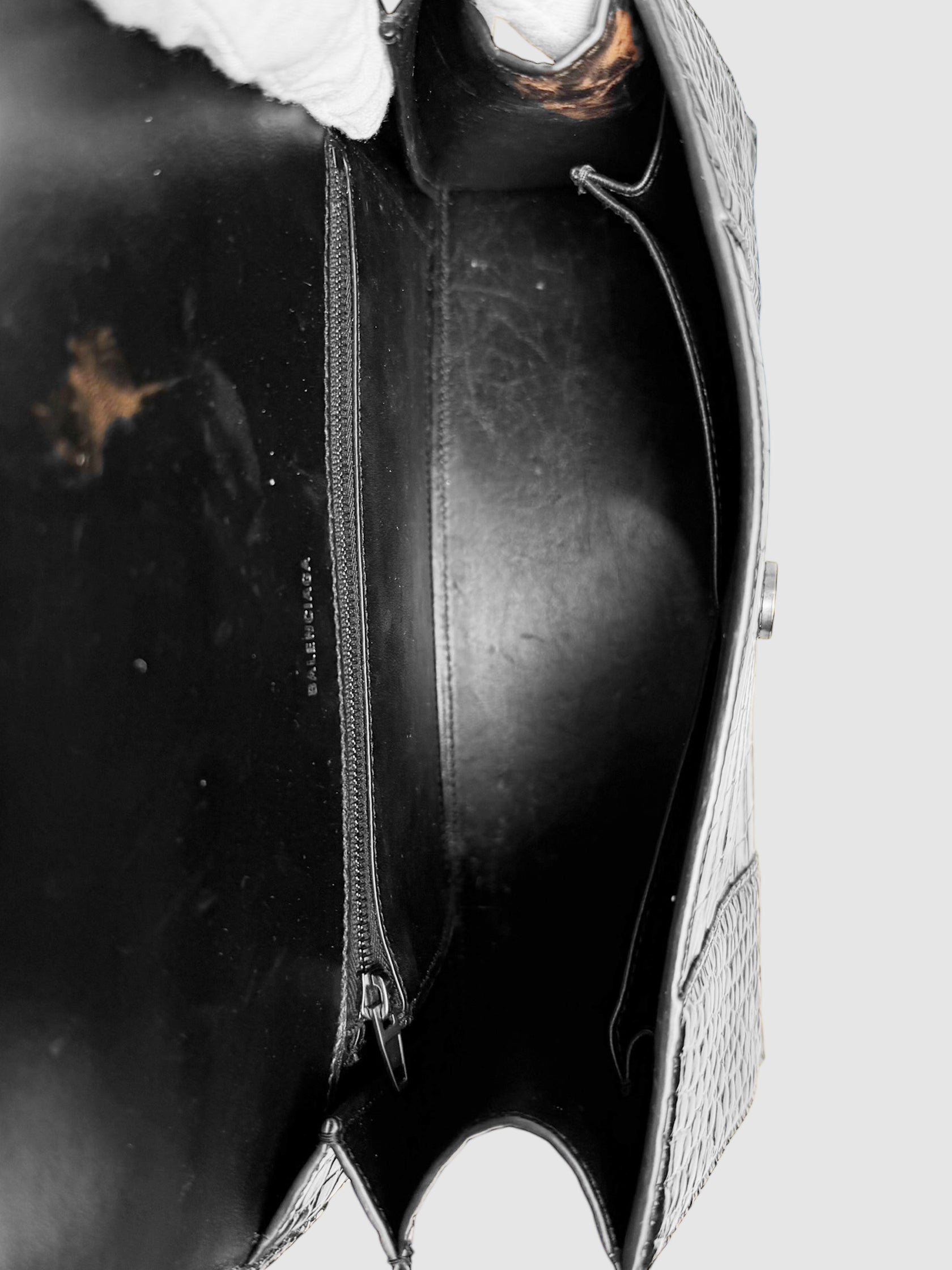 Croc-Embossed Hourglass Bag