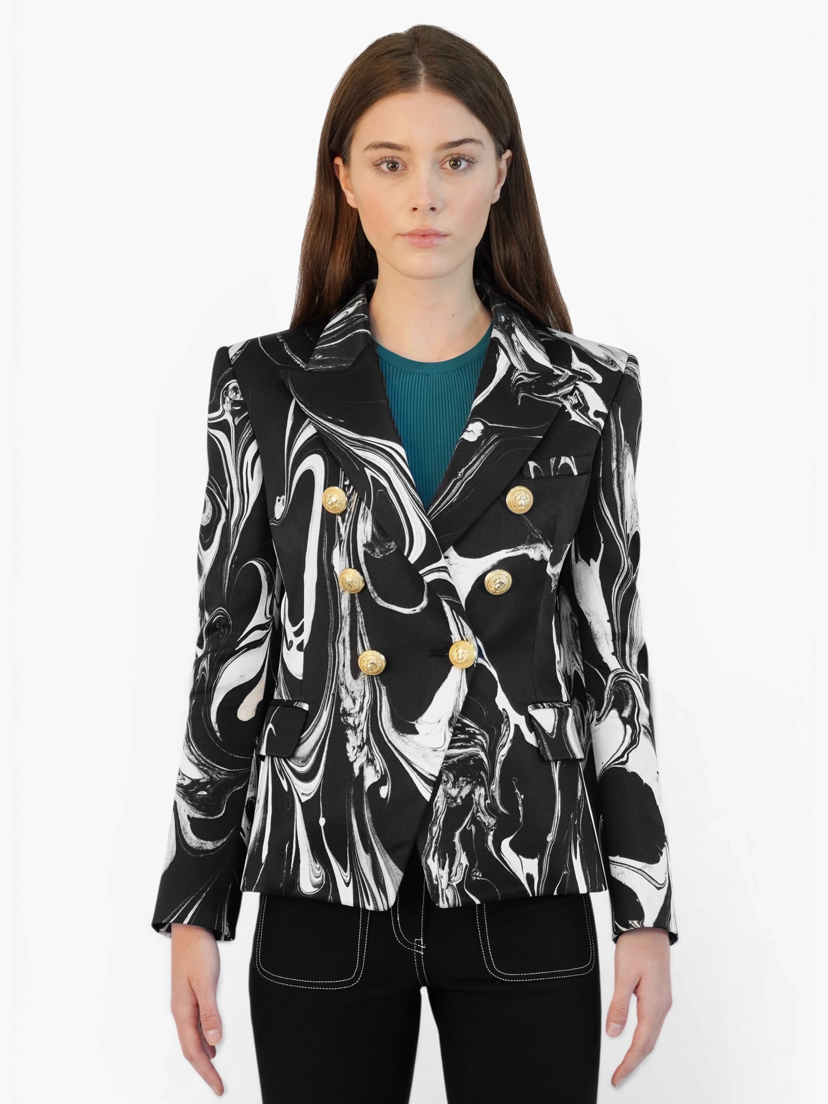 Marbled Satin Blazer