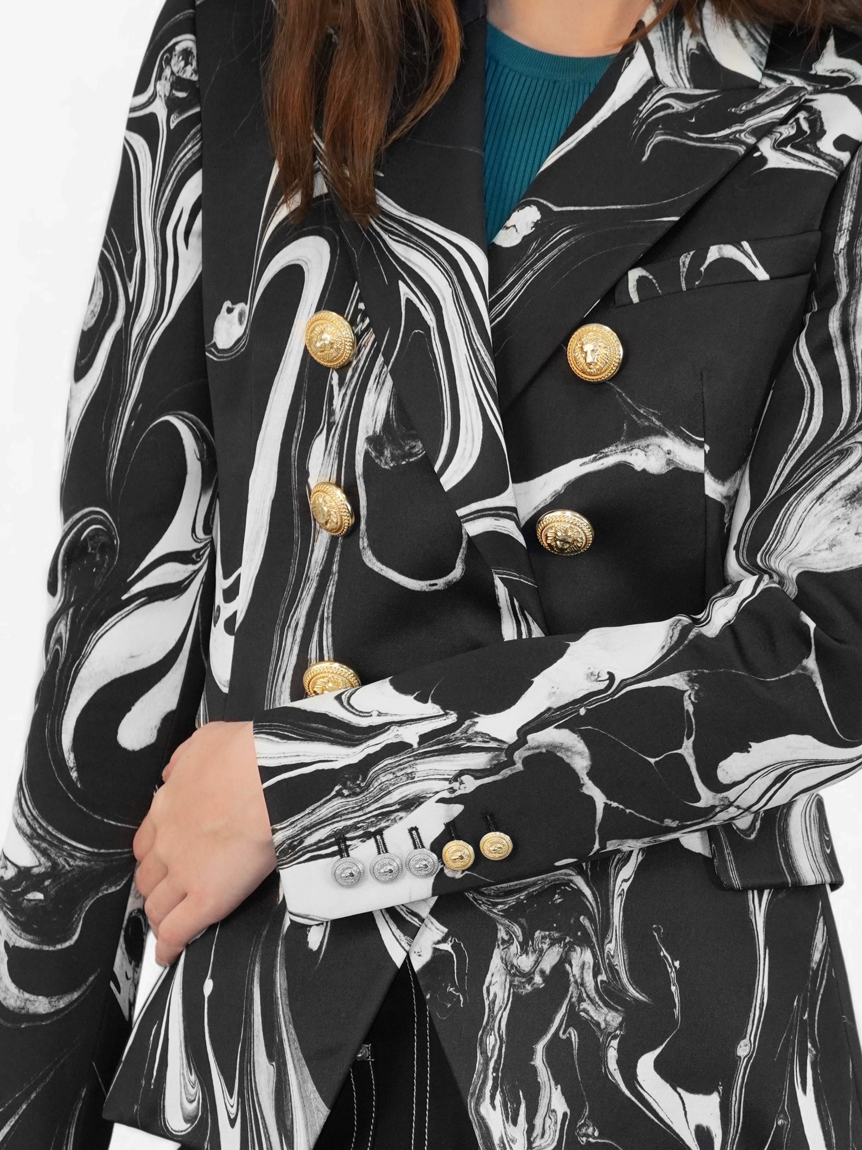 Marbled Satin Blazer
